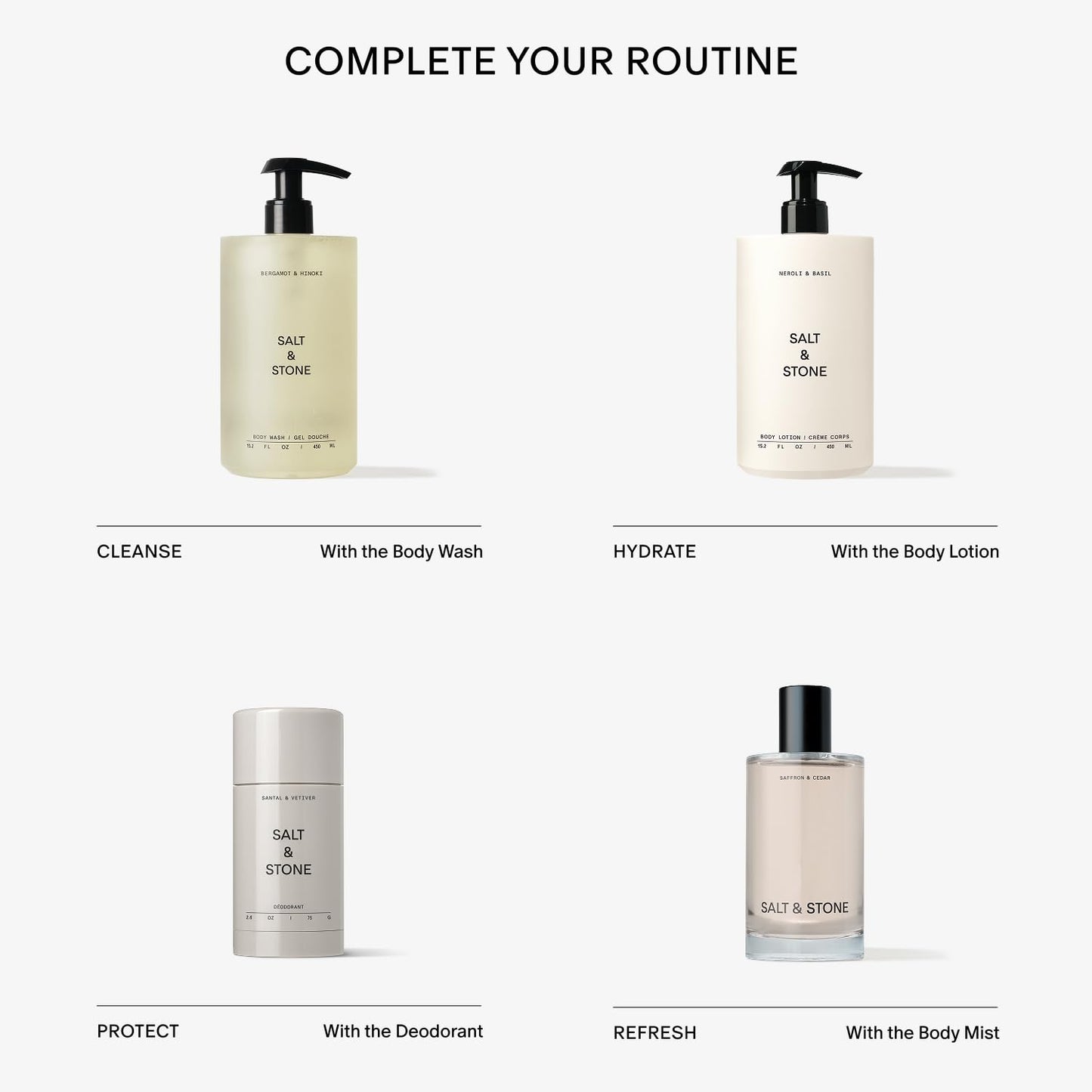 SALT & STONE Aluminum Free Deodorant | Extra Strength 48 Hour Protection for Women & Men | Made with Seaweed Extracts, Shea Butter & Prebiotics (Trio Set)