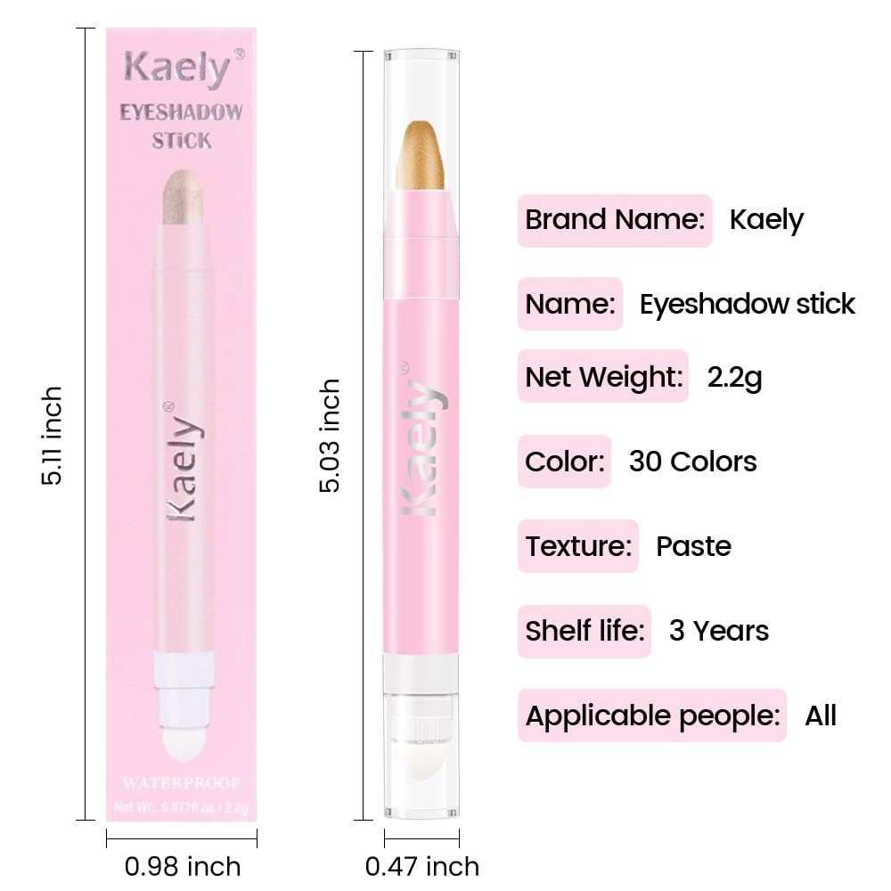 Kaely 2in1 Cream Eye Shadow Brightener Sticks for Eyes, Pencil Eyeshadow Applicator Stick Waterproof Pigmented, Eye Shadow Palette Highlighter Makeup, sombras para ojos, 15 Beige Gold Shimmer