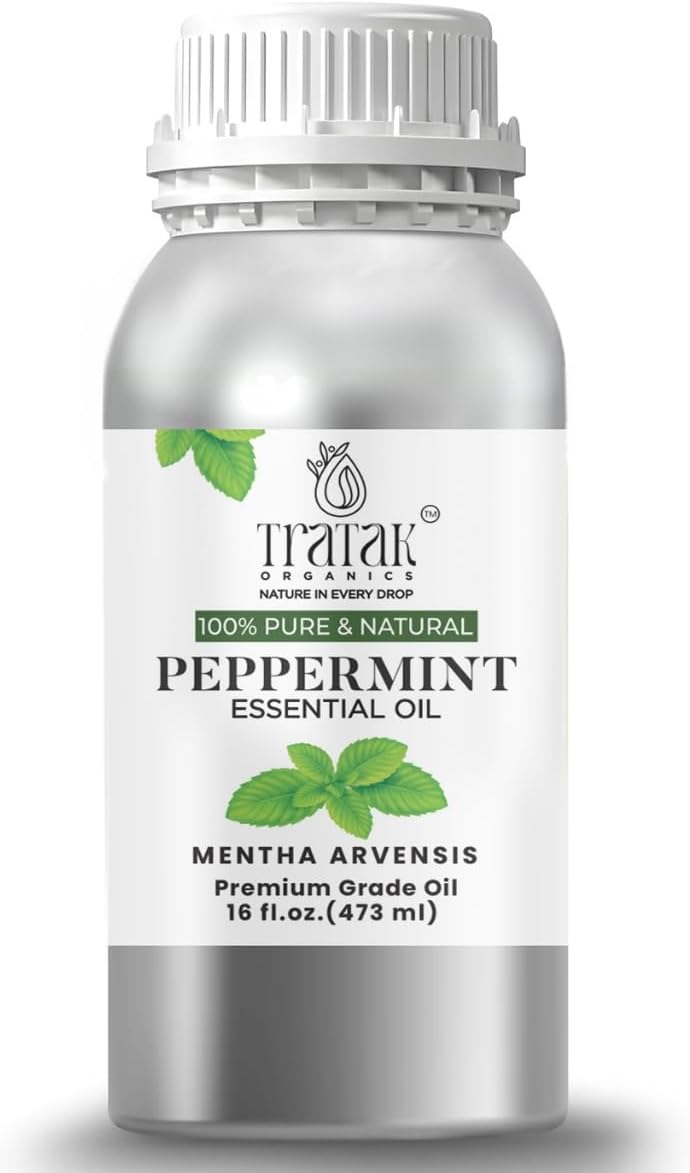 Peppermint Essential Oil - 100% Pure and Natural Oil with Premium Dropper - Undiluted Essential Oil for Aromatherapy, Diffuser, Hair Care, Skin Massage and DIY's - Huge 16 Oz