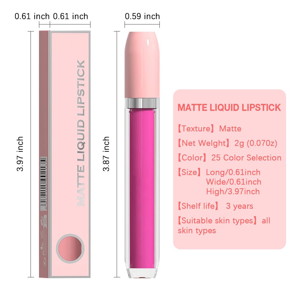 BINGBRUSH Super Matte Longwear No-Budge Stay On Smudge Proof Liquid Lipstick Long Lasting Makeup for Women,Highly Pigmented Color and Instant Shine, Cheeky