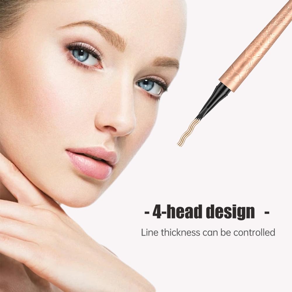 Microblading Eyebrow Pen, 2025 New 3D Waterproof Eyebrow Pencil, Premium Eye Brow Pen with 4 Tip, Long-Lasting Natural Magic Eyebrow Makeup Fine Stroke Contouring Pencil Stay on All Day (Gray)