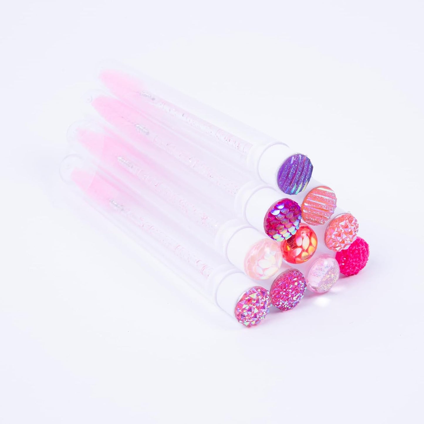 i-Laesh 10-Piece Disposable Mascara Wands with Tube - Diamond Spoolies for Eyelash & Eyebrow Makeup - Multi-Color Lash Applicator Set - Pink Mix
