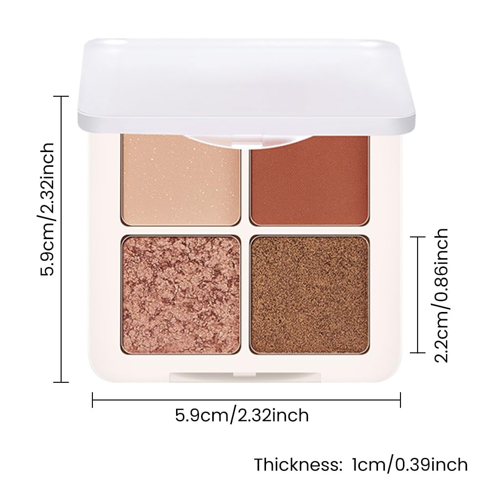 4 Colors Matte Shimmer Eyeshadow Makeup Palette,Rose Gold Champagne Nude Natural Neutral Eye Shadow Palette,Long Lasting Waterproof Naturing-Looking Women Girls Eye Shadow