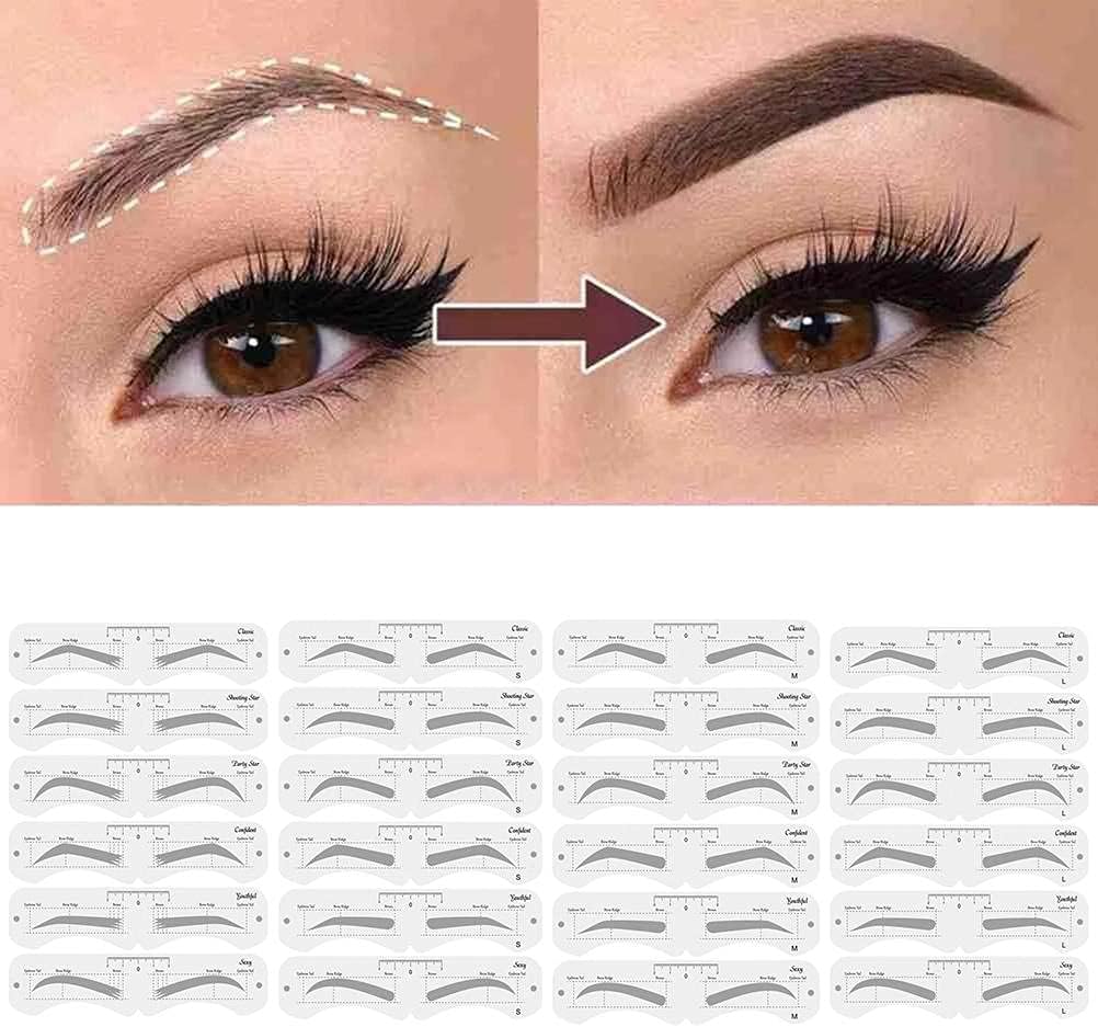 Eyebrow Stencils,Reusable Eye Brow Drawing , DIY Eyebrow Shaping Grooming Template Card Women Beauty Set