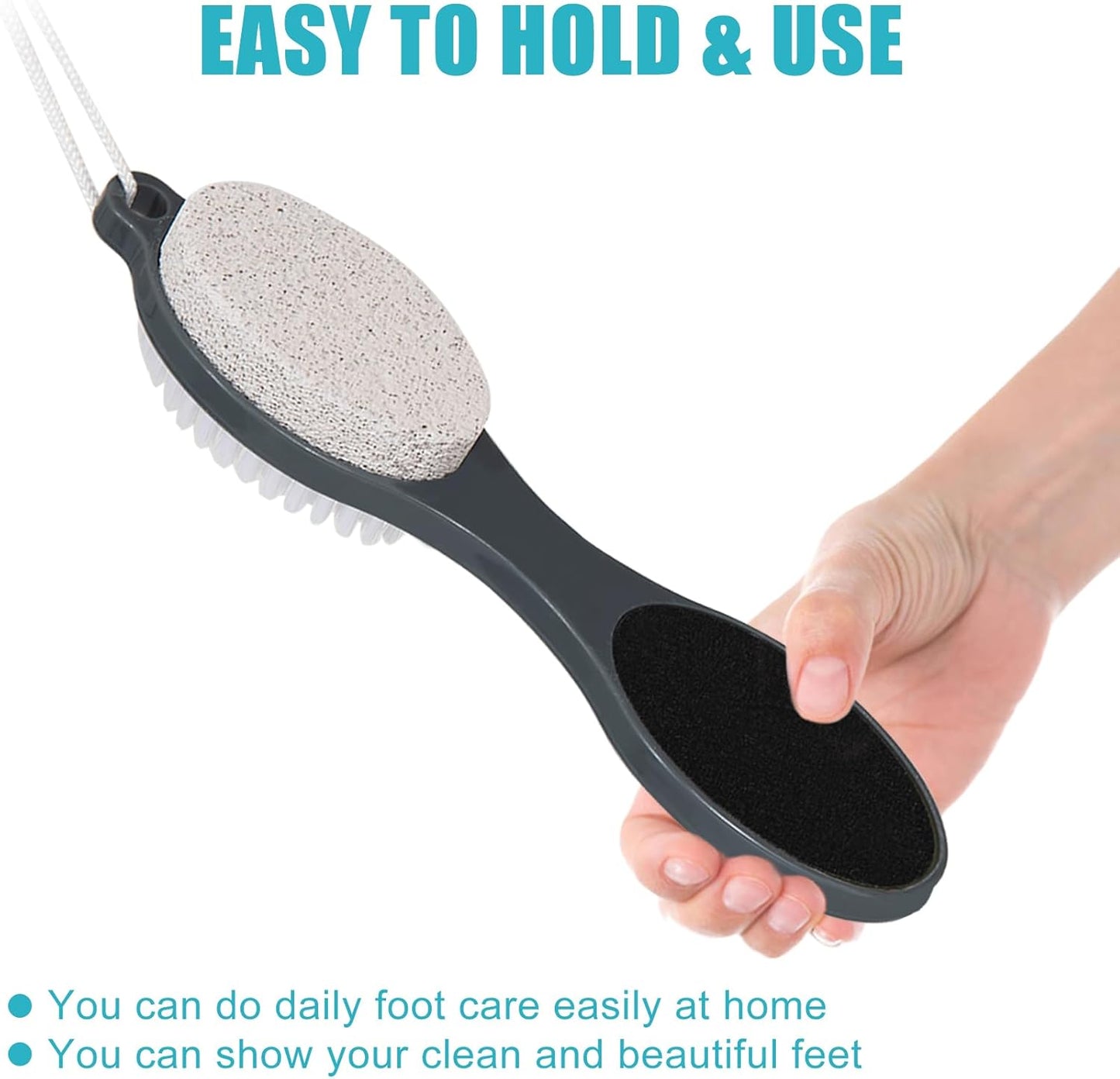 Foot File Callus Remover-3 Pcs 4 in 1 Foot Scrubber Dead Skin Remover for Feet,Pumice Stone, Foot Rasp and Sand Paper for Home Foot Care,Foot Brush for Shower (Grey Pedicure Foot File)