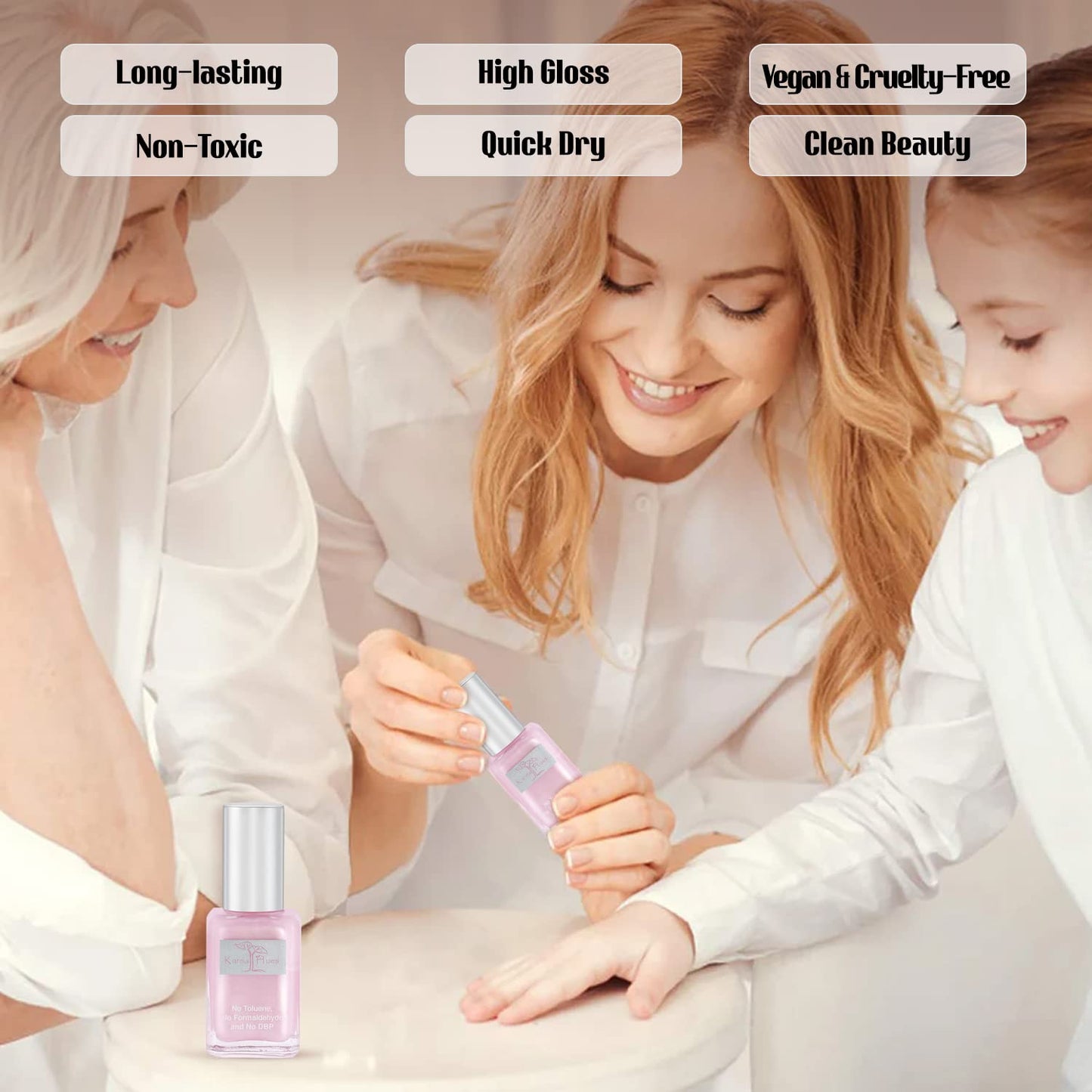 karma organic Natural Nail Polish, Vegan, and Cruelty-Free, No Toluene, No Formaldehyde, No DBP, and Free of TPHP, Pretty in Pink