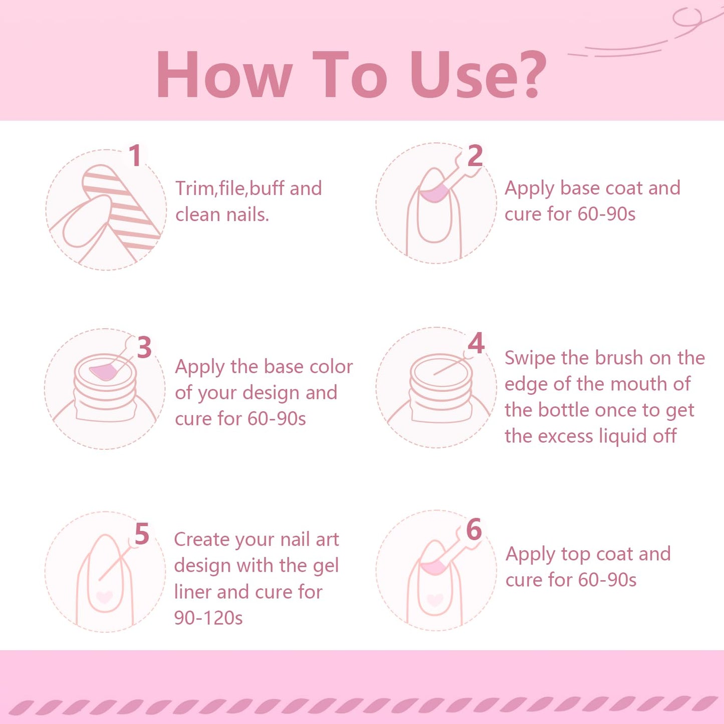 JODSONE Nail Art Gel Liner Set 10 Colors Glitter Purple Gold Green Gel Nail polish Need U V Lamp Cured with Thin Brush at Home Salon Design