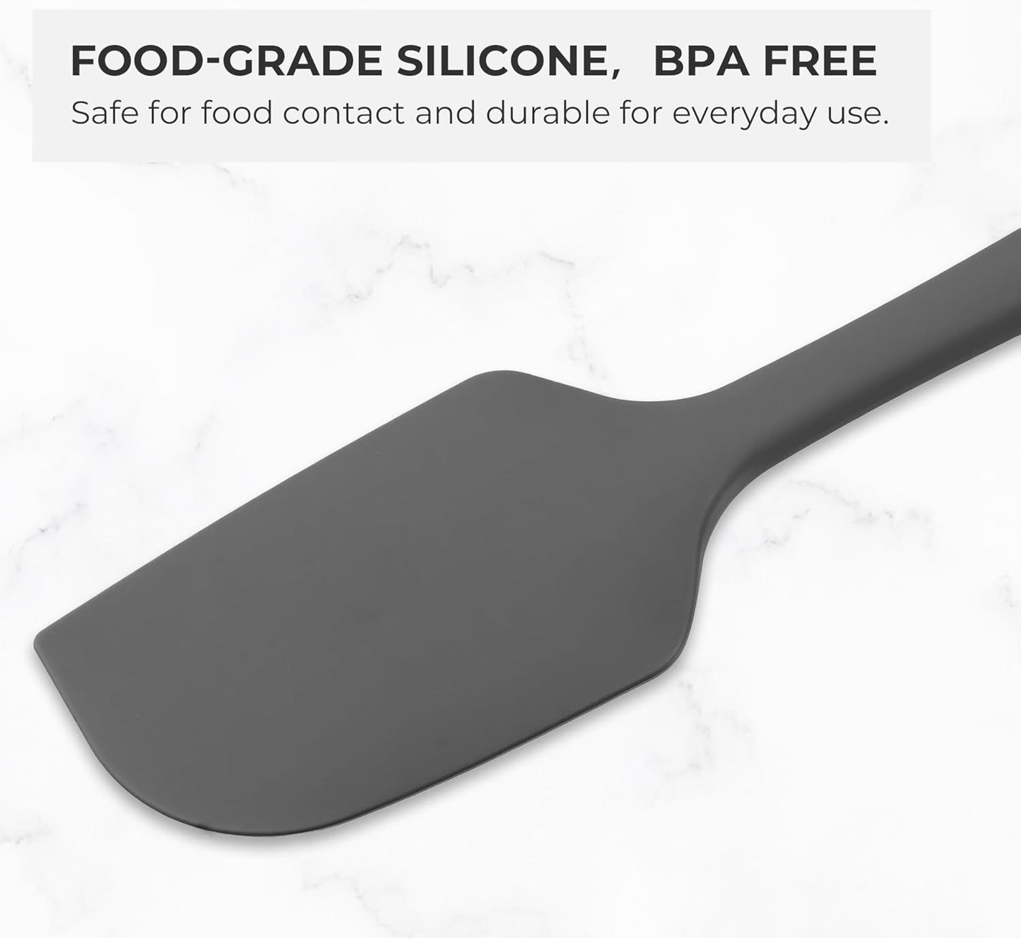 Elihome Skinny Silicone Spoonula - Non-Stick Heat Resistant Silicone Scraper Spatula for Mixing, Serving, Scraping, Stirring, and More - 11 Inch, Dark Grey