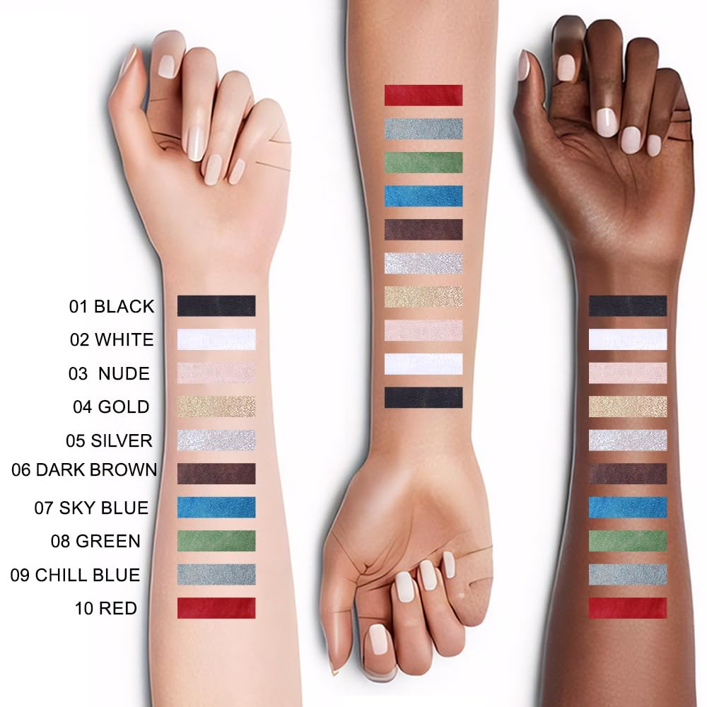 evpct 2Pcs Black Color Gel Glitter Eyeliner Pencils Set for Women Waterline Waterproof Smudge Proof lapiz de ojos delineador de ojos contra el agua Eye Liner Makeup,01# Black