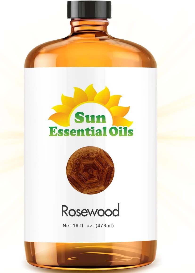 Sun Essential Oils - Rosewood Essential Oil 16oz for Aromatherapy, Diffuser, Skin Care, Cleansing