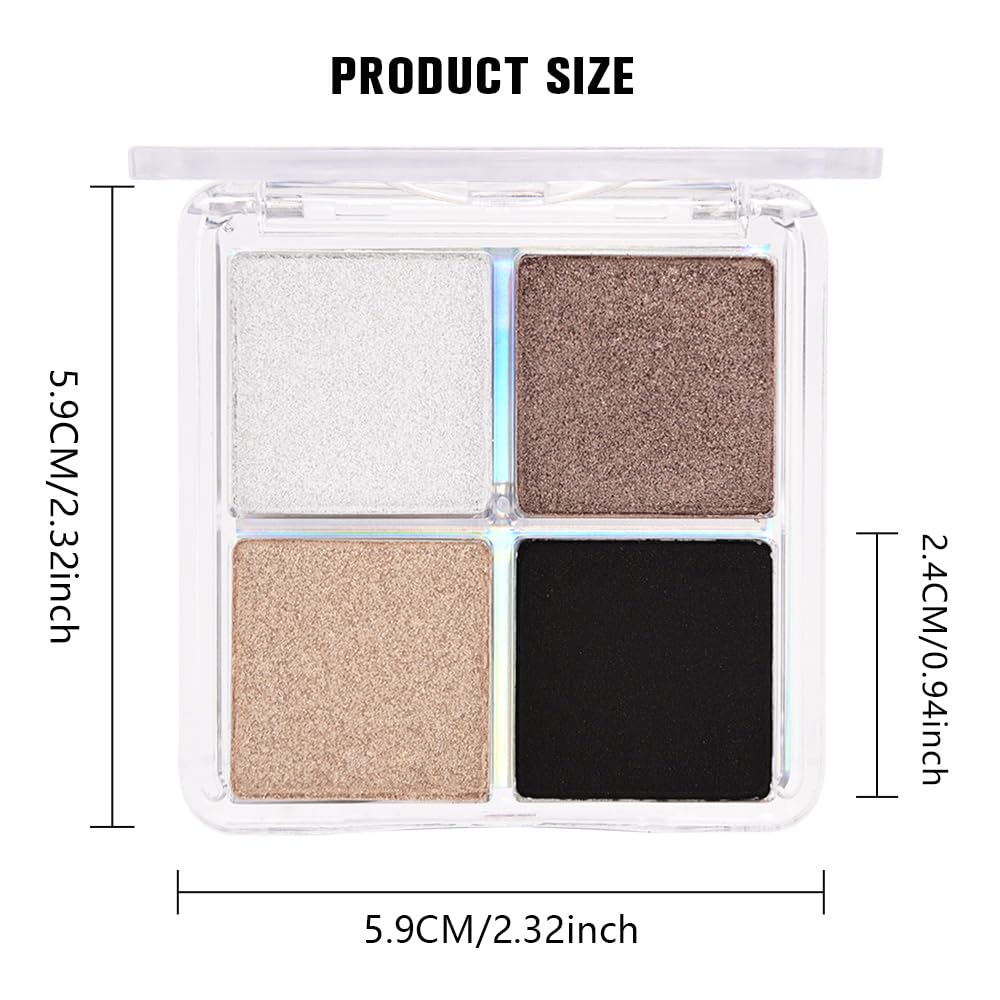 Kaely Powder Eyeshadow Quad, Smoky Bronze Glitter Eyeshadow Palette Makeup, Neutral Eye Shadow Palette for Older Women Pigmented Waterproof, sombras para ojos, Blendable, Cruelty-free, 04