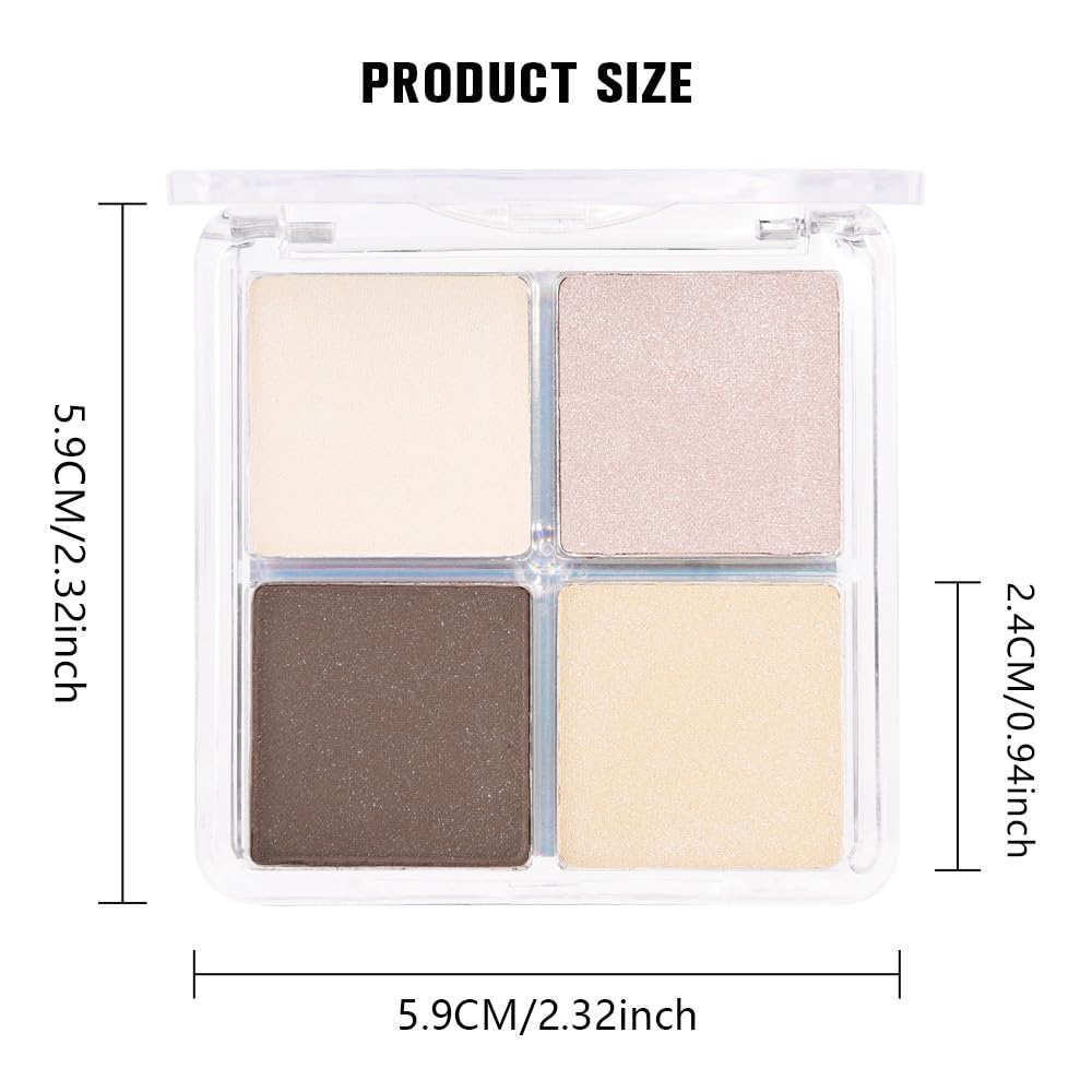 evpct Eyeshadow Quad Palette, Nude Champagne Cocoa Brown Beige Glitter Shimmer Metallic Matte High Pigment Eye shadow Palette Makeup for older Women, Smudge Proof Vegan Cruelty-free, Natural Nudes