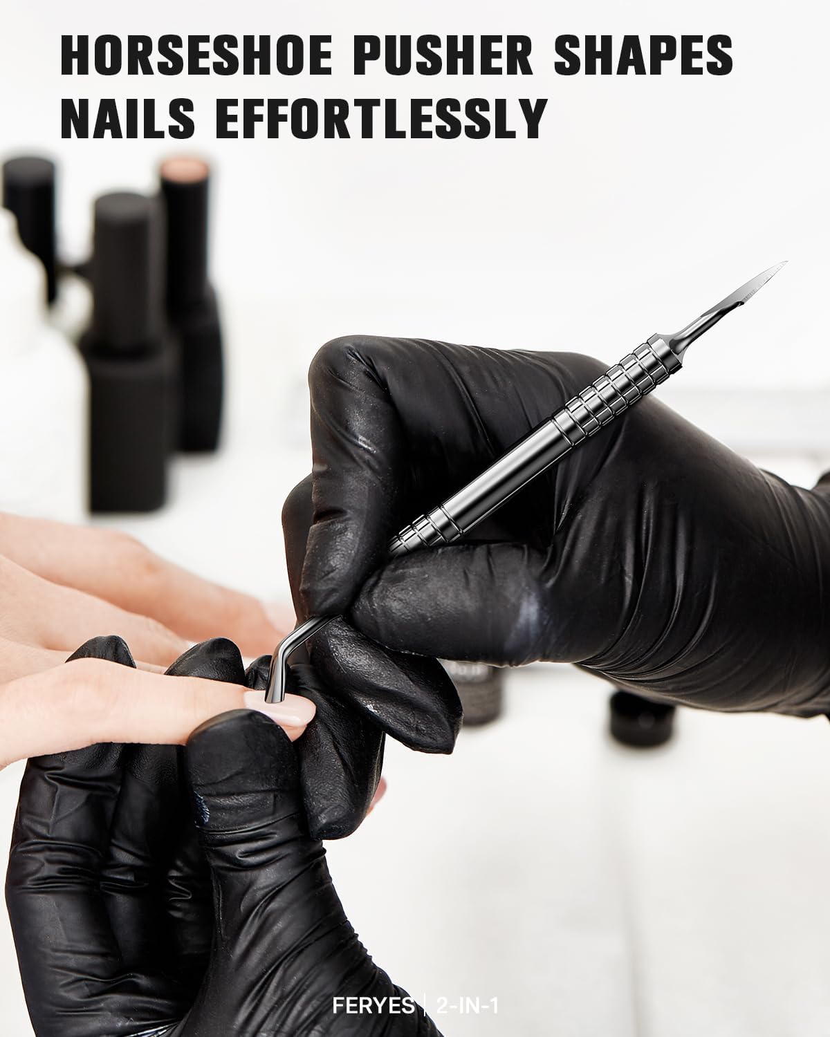 2025 Upgraded Dual-Head Cuticle Pusher Tool - Horseshoe shape & Chisel Edge Stainless Steel Remover Tool with Anti-Slip Wide Handle for Salon & Home Nail Care