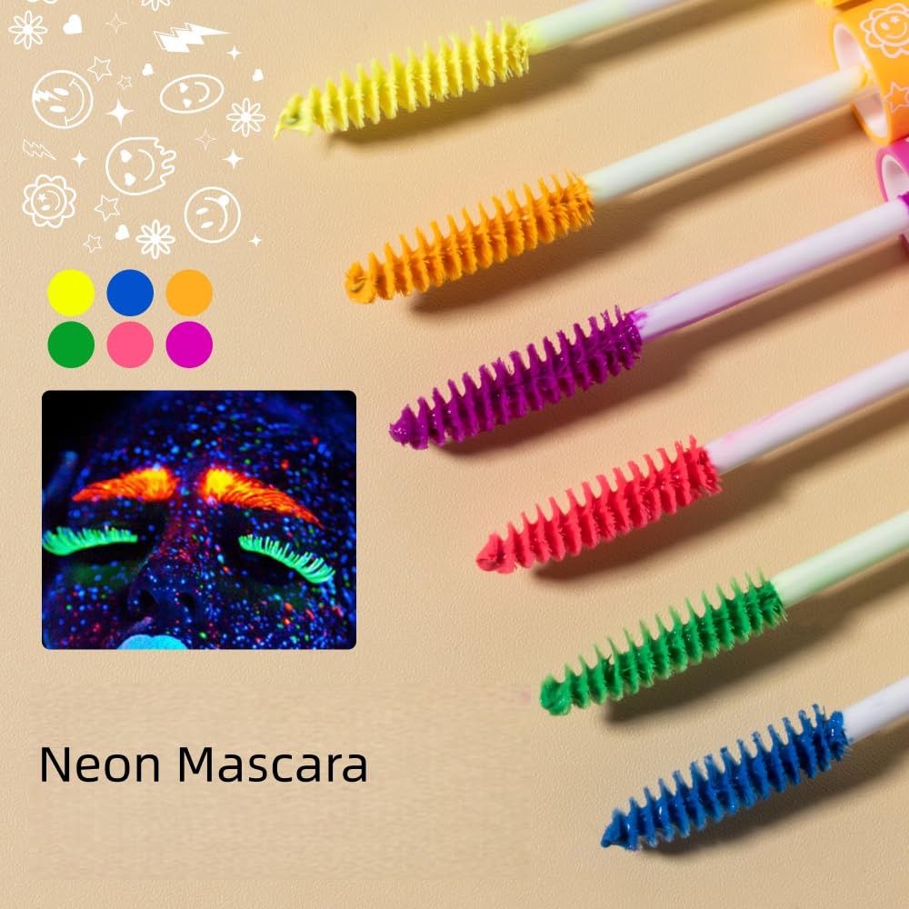 6 Colors Fluorescent Mascara, Glow Colored Mascara, Parties, Weddings, Stage Use, Party Night, Halloween Christmas Parties, High Pigmented, Apply to Eyelashes/Eyebrows/Hair (Purple)