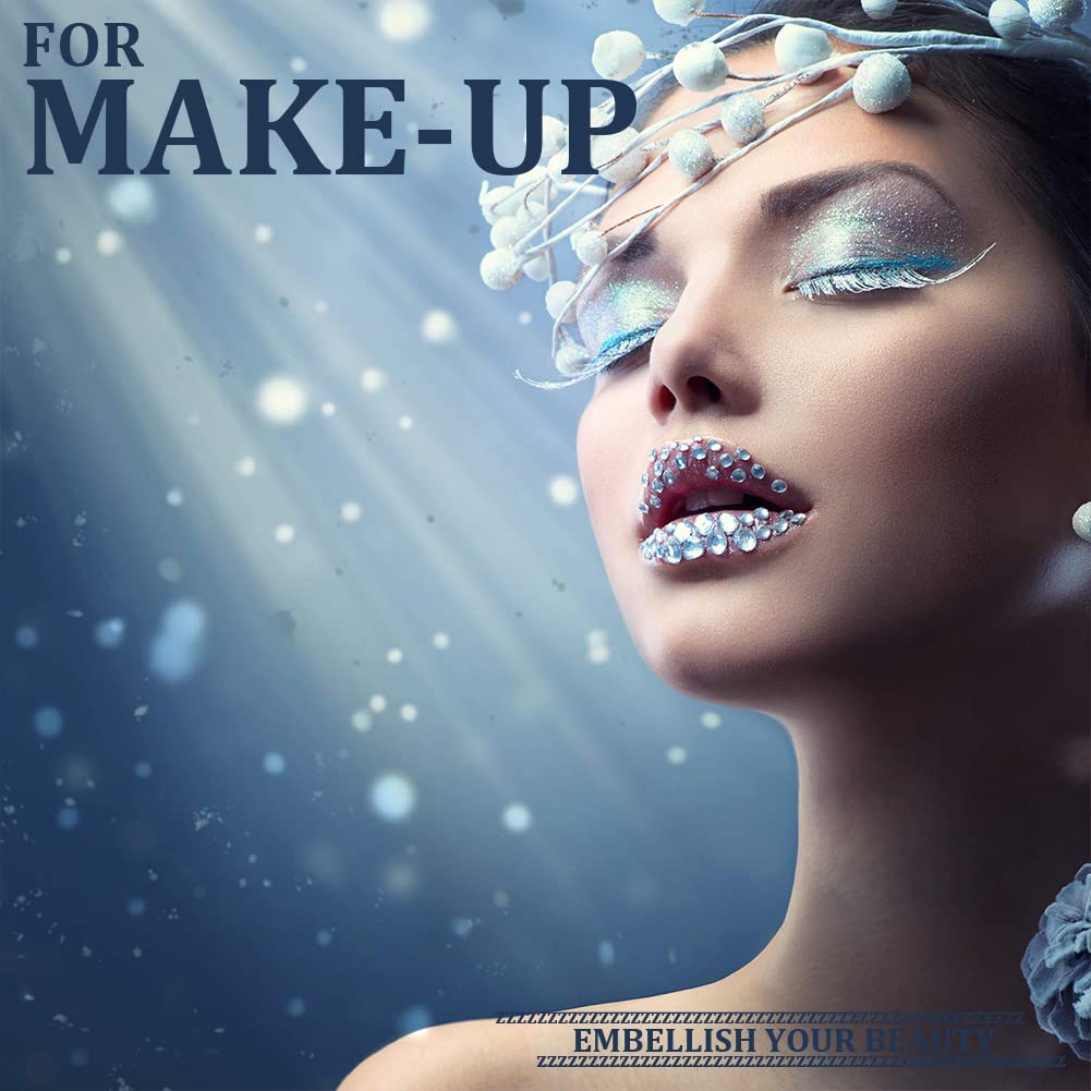 One Pack 2000 Pcs of Flatback Round Sky Blue Rhinestones 6 Sizes (1.5-6 mm) with Nail Art Rhinestone Picker Pencil and Tweezer for DIY and Salon Use