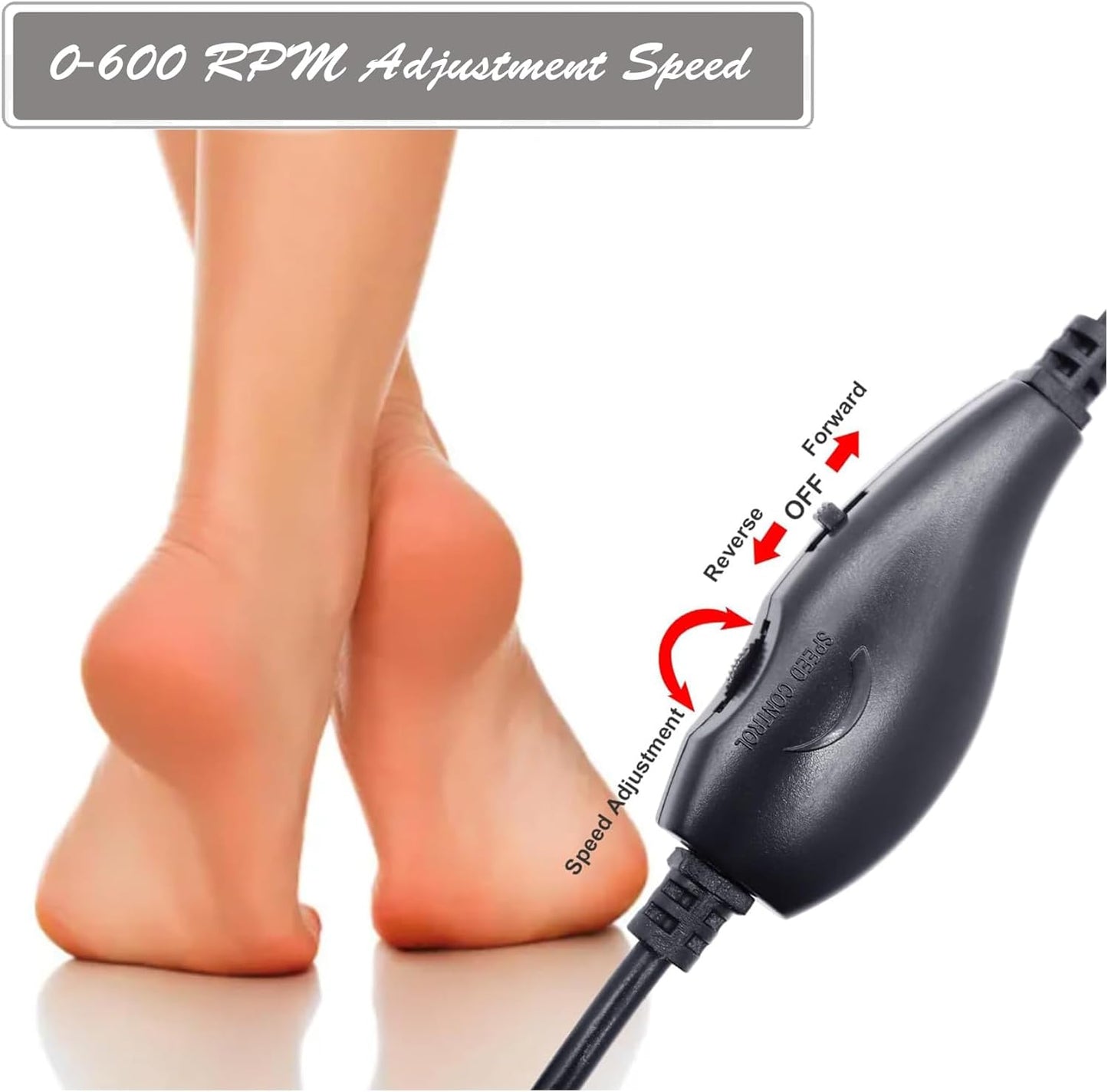 Electric Callus Remover Powerful Electric Foot File Grinder Sander Machine with Speed Controller and 60PCS Replacement Sandpaper Disk Pedicure Feet Care Tool for Dead Skin Removal Gray