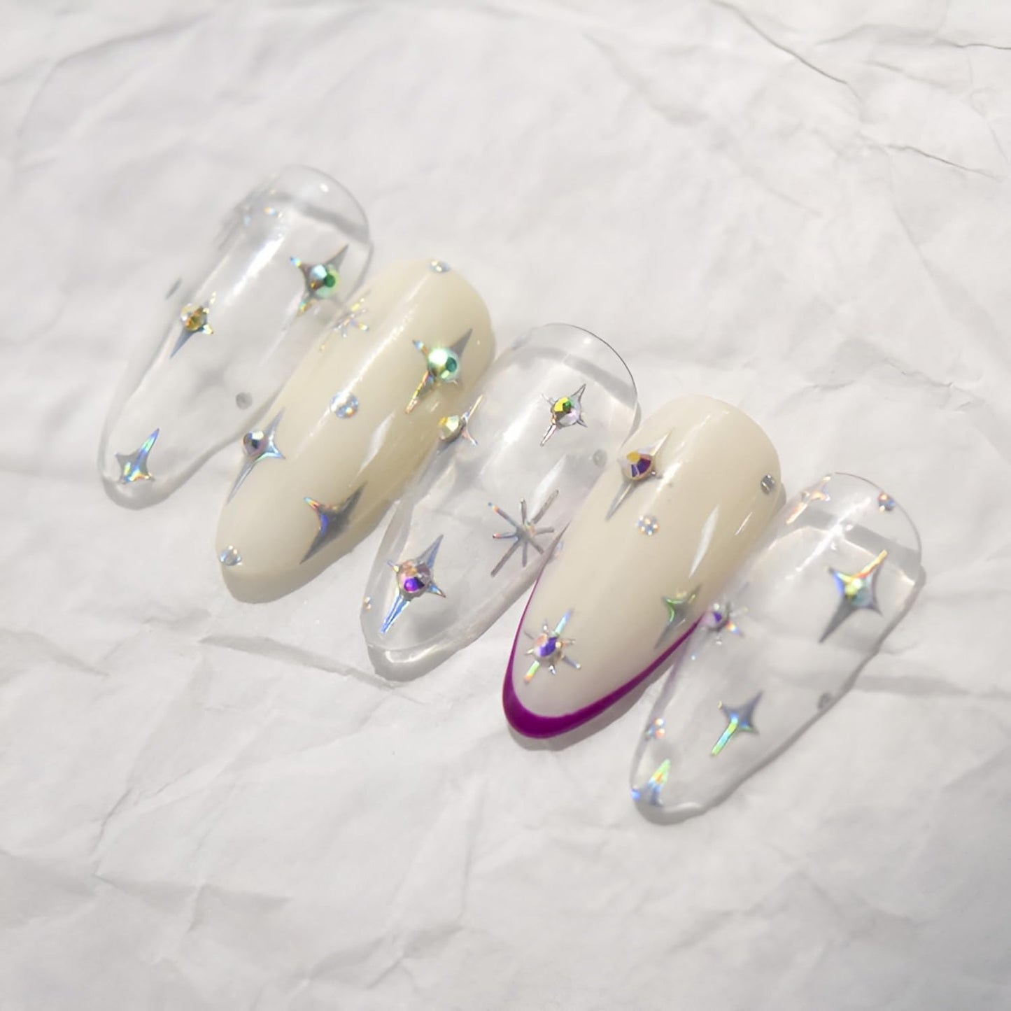 Star Nail Stickers 5D Embossed Star Nail Decals for Nail Art Self Adhesive Silver Aurora Star Nail Art Stickers with Glitter Shiny Nail Art Design Star Nail Supplies for DIY Manicure for Women Girls