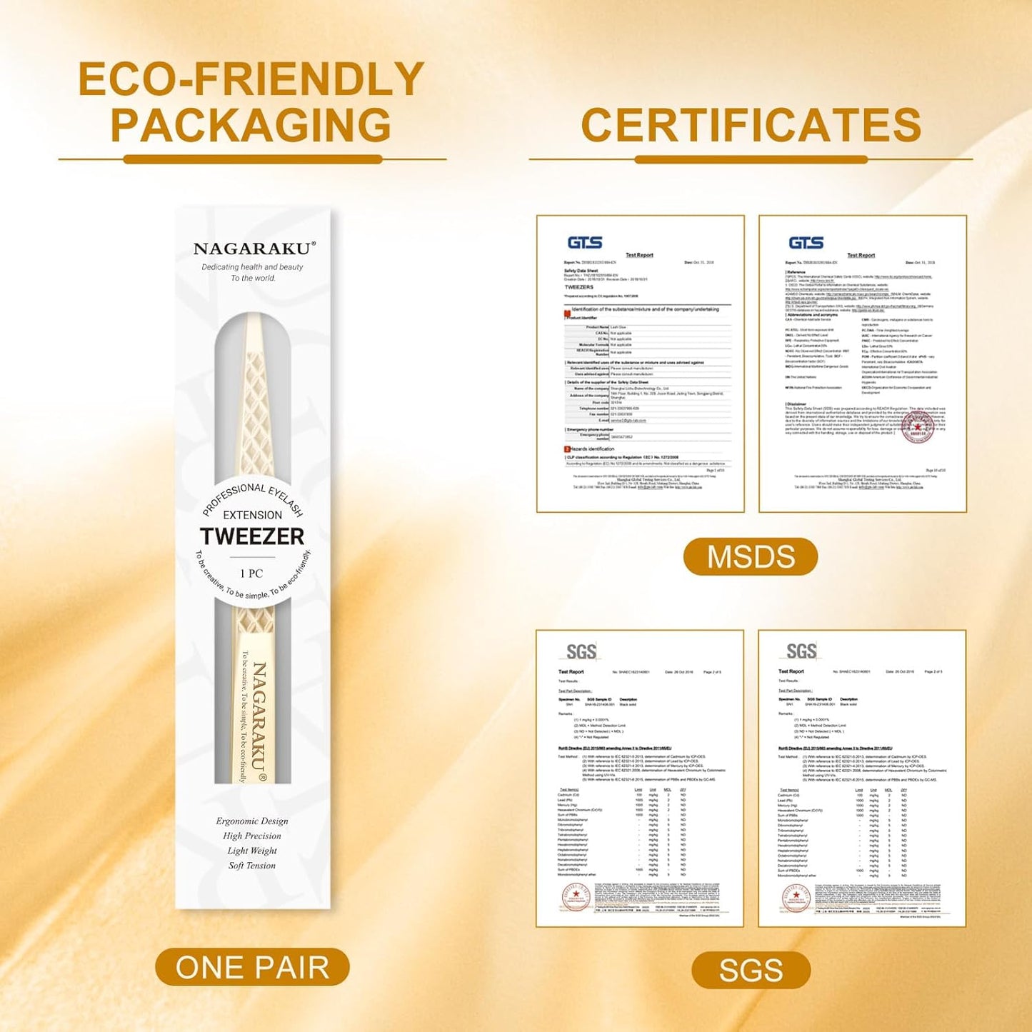 NAGARAKU Precision Fiber Tip Tweezer for Eyelash Extensions Diamond Handle 5cm Slim Tweezers Tip Anti-Static Anti-Slip Stainless Steel Pointed Separate Eyelashes Straight Tweezers with Box(AG-01)