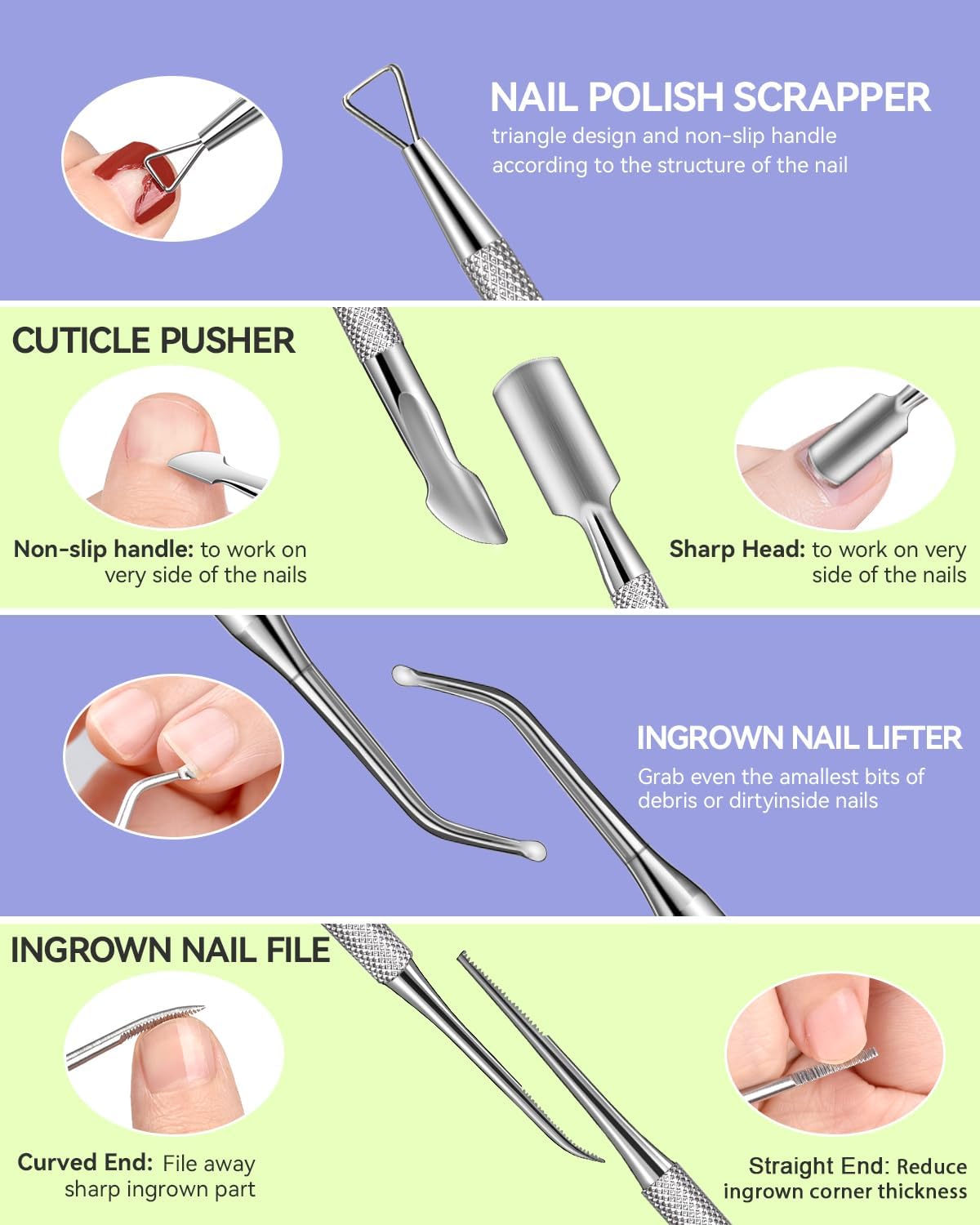 MORGLES Nail Care Kit, Manicure and Pedicure Tools Kit, 3 Nail File 100/180, 3 Buffer Block, Mulberry Cuticle Oil, Trimmer and Pusher