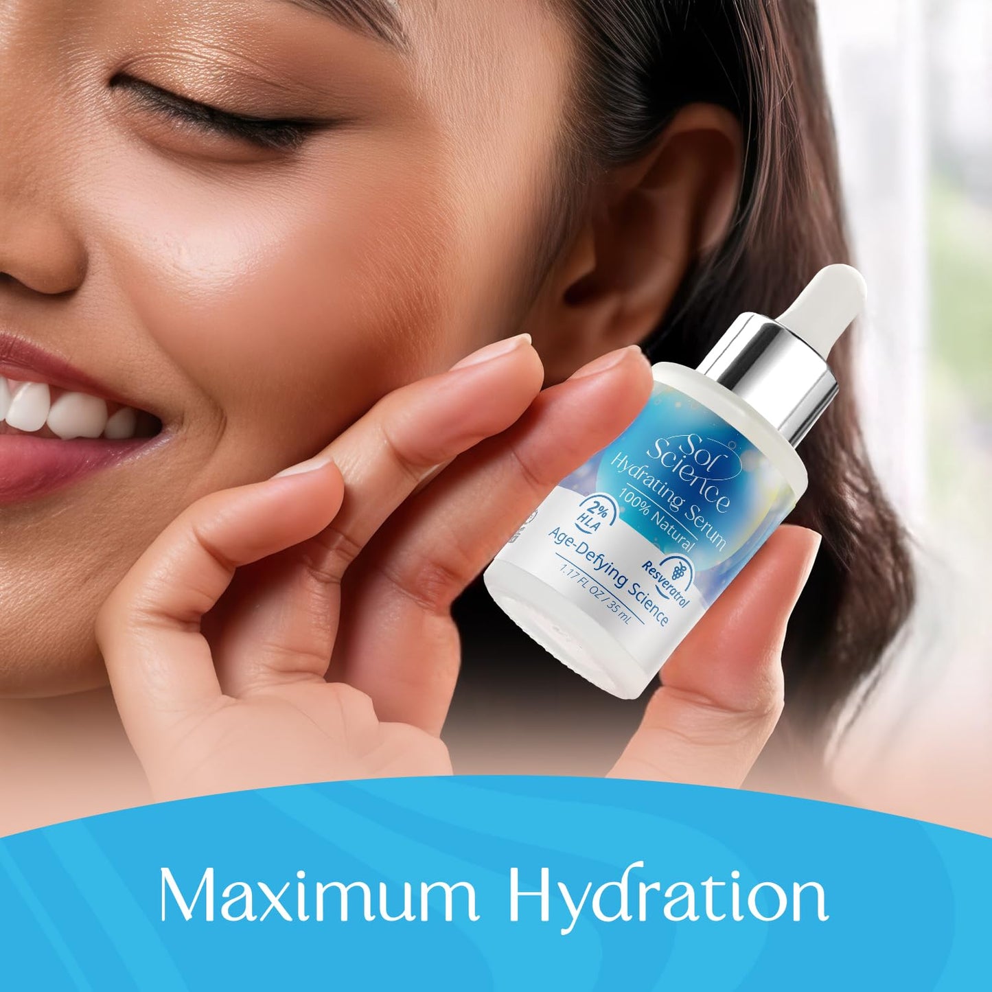 Ultra Hydrating Face Serum – Hyaluronic Acid + Resveratrol for Dry Skin – Lightweight All Natural Formula for Daily Moisture & Radiance – Boosts Moisture for a Dewy Glow 1.17 FL Oz