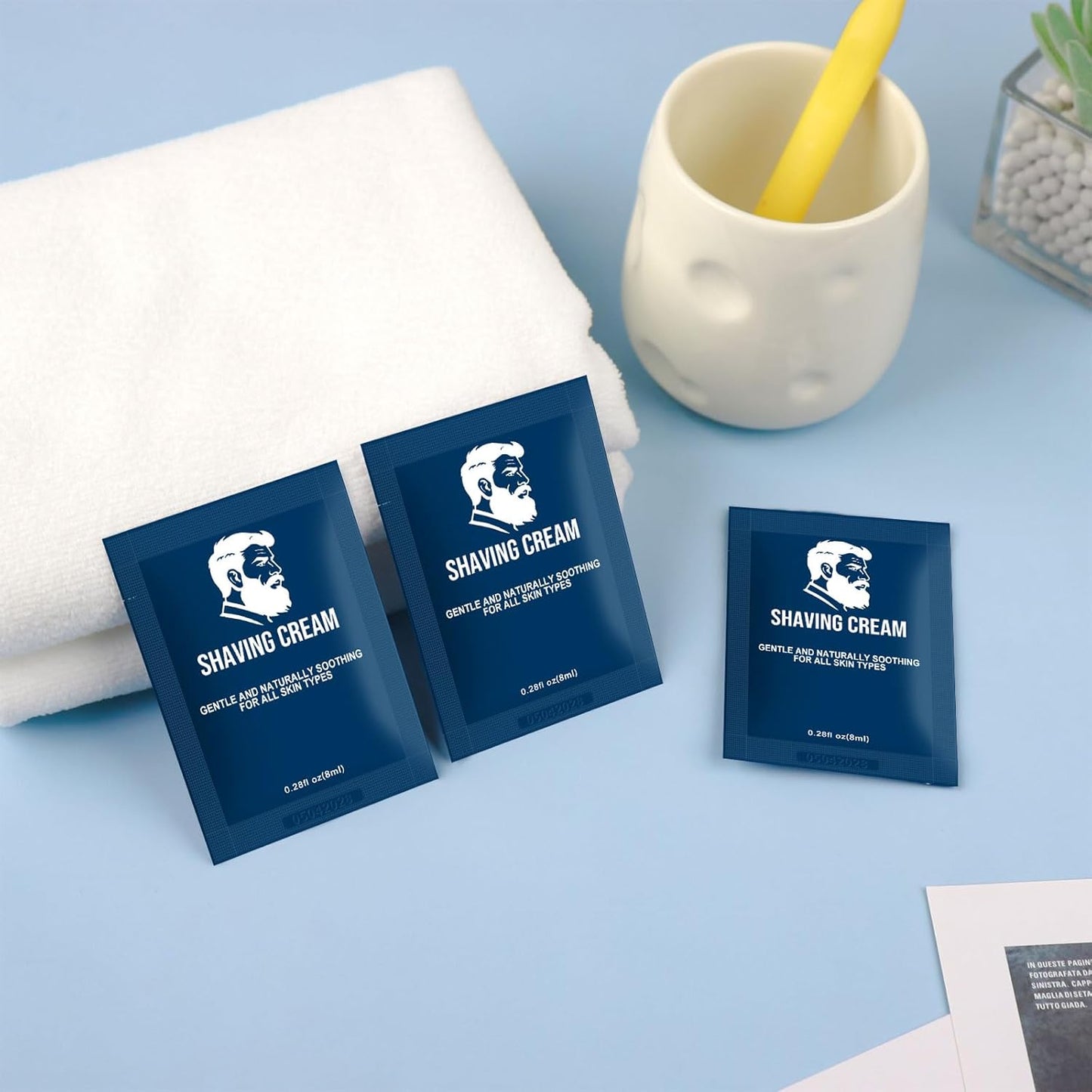 Shaving Cream Bulk Travel,8ml/0.28 oz Travel Shave Cream Disposable Shaving Cream in Bulk for Hotel Homeless (Jasmine,pack of 50)