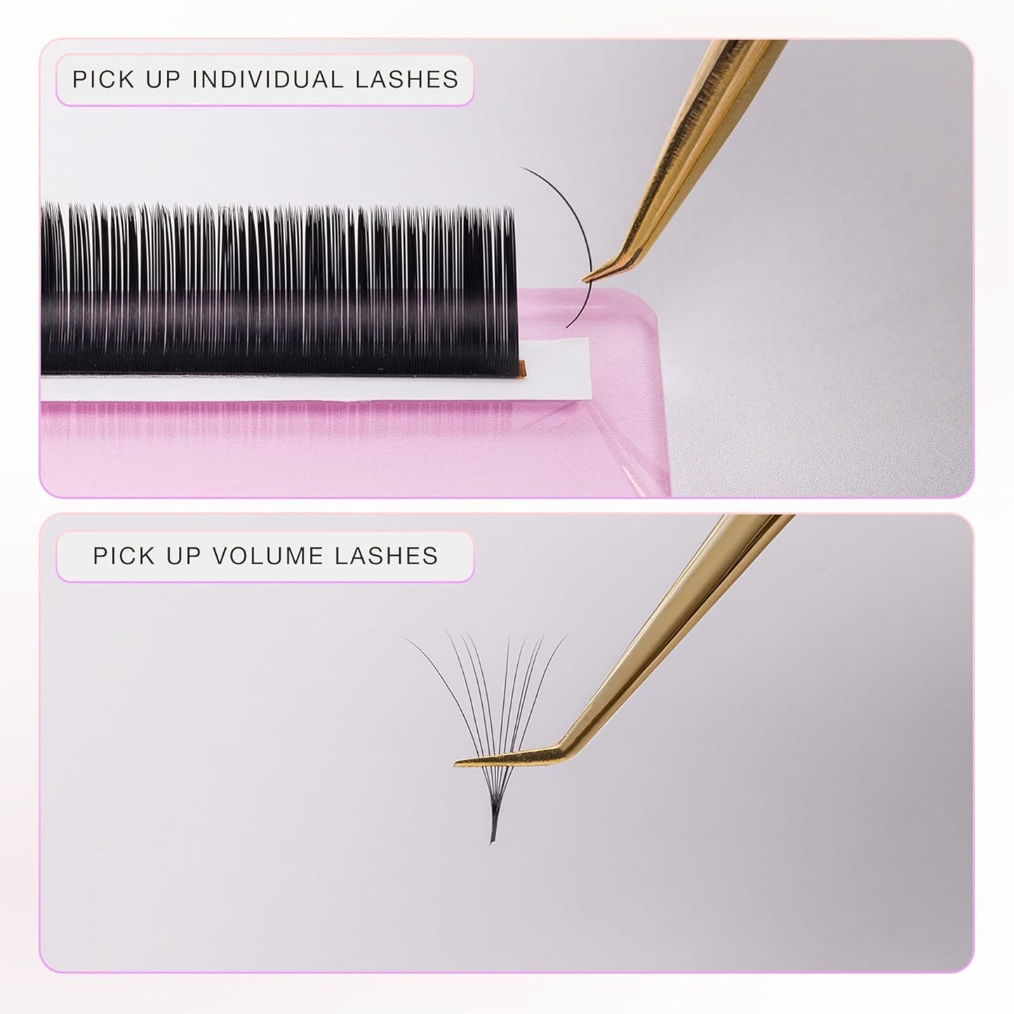 Curacoro Lash Tweezer - Professional & Precision Fiber Tip Grip Lash Tweezers for Eyelash Extensions, Multi Shapes & Purposes Tweezers for Volume, Isolation & Classic Lashes (Gold, Only Fan)