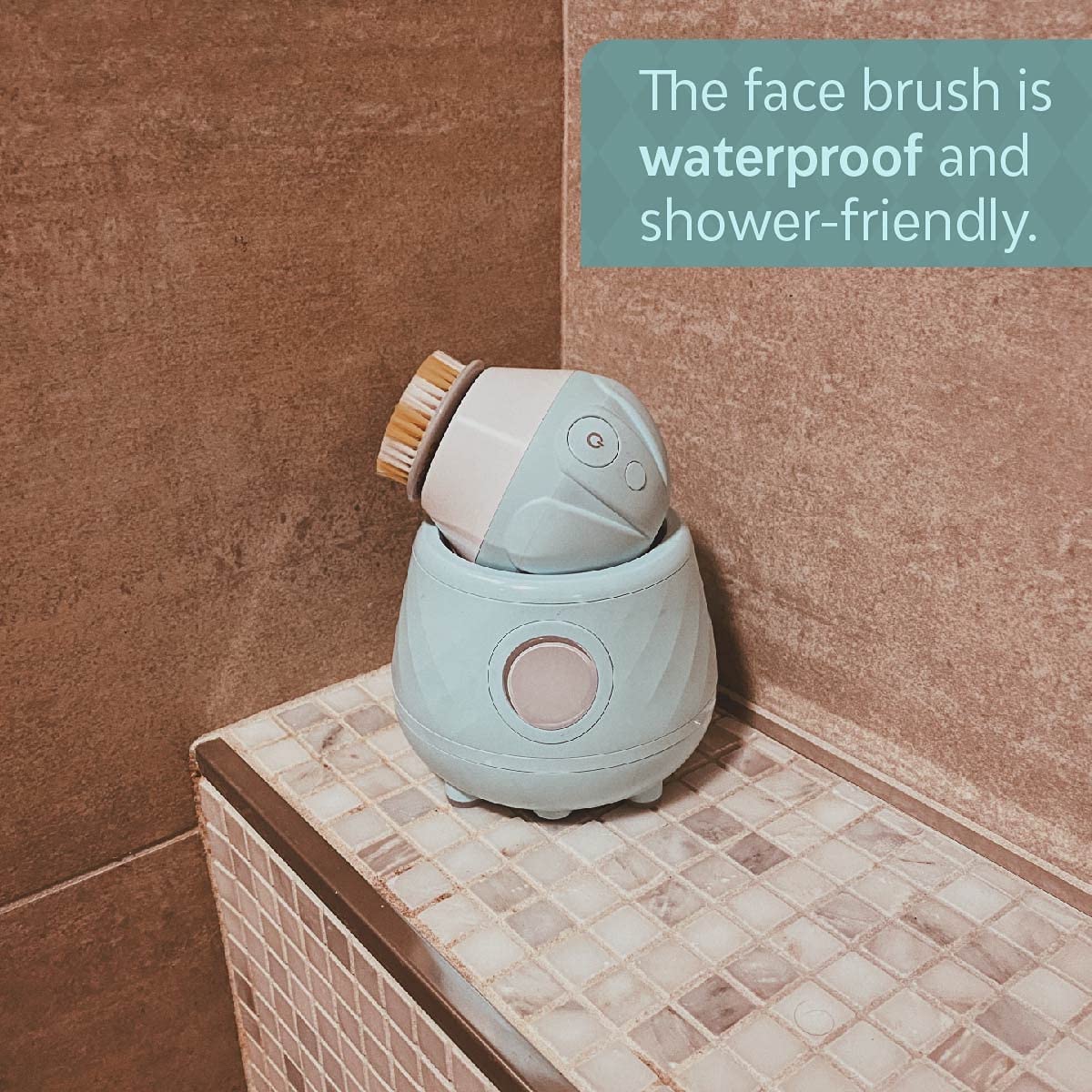 Tao Clean Ona Diamond Orbital Facial Brush and Cleansing Station – Robin's Egg Blue – Electric Face Cleansing Brush with Ergonomic Handle, Dual Speed Settings, 2 Piece Set, (BA-0201-RBE-US)