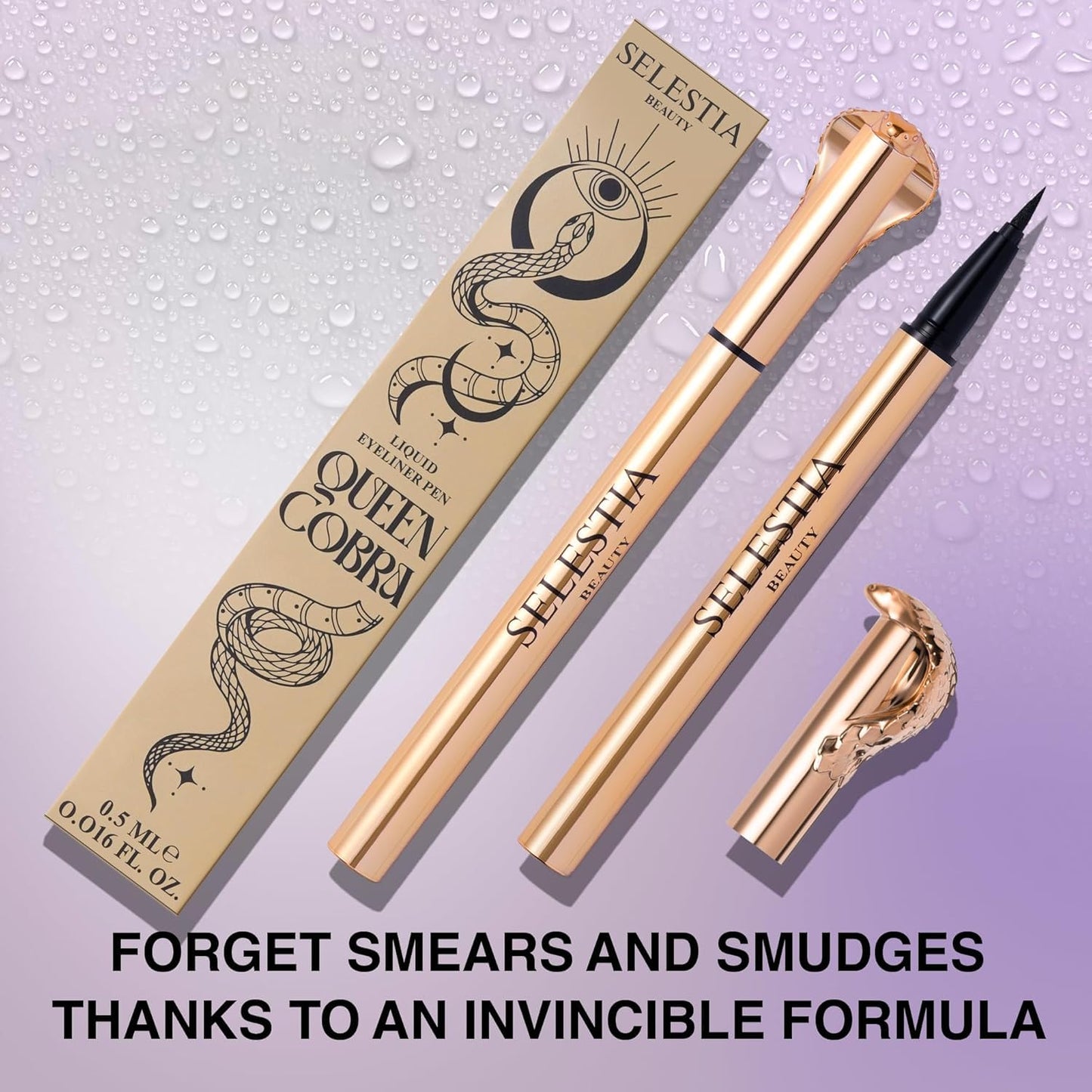 Black Liquid Eyeliner Pencil Queen Cobra – Long-Lasting – Quick-Drying, No Flaking – Thin Applicator & Intense Color – 0.016 fl.oz