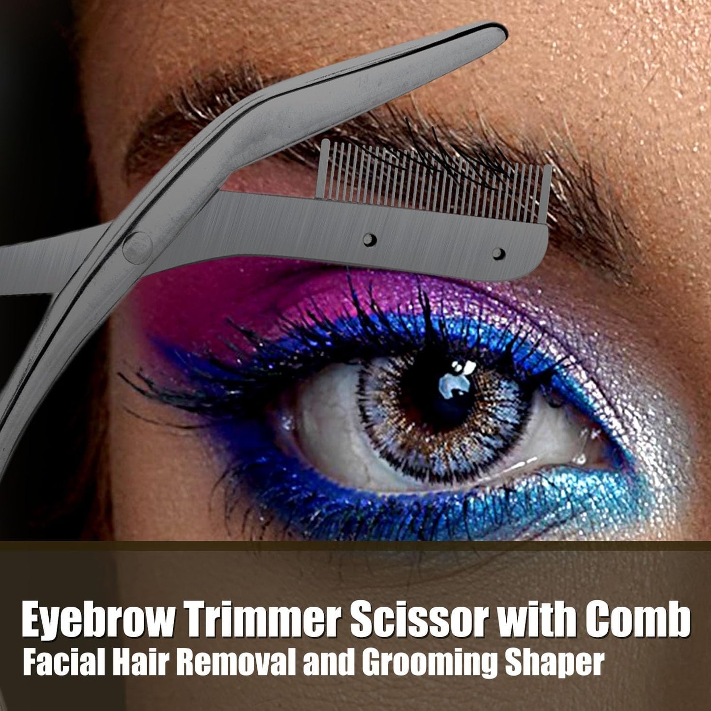 Eyebrow Scissors with Comb, Facial Grooming Scissors Kit, Professional Precision Eyebrow Trimmer,Perfect For Gifts for Men and Women (Black)