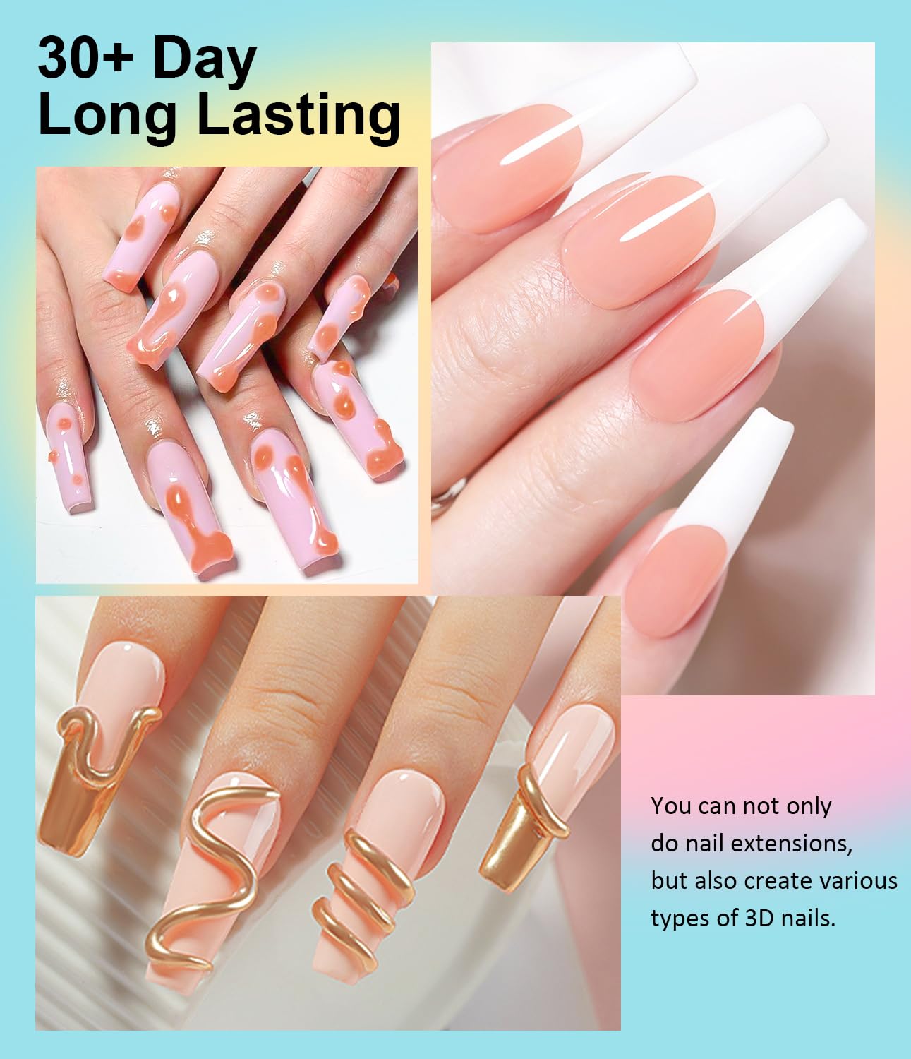 Solid Builder Gel for Nails LEDSUUEI - 2 Color Nude Pink 3D Nail Gel Sculpting Non-Sticky Hand Carving Glue Extension for Manicure Salon Home Decoration DIY 20g