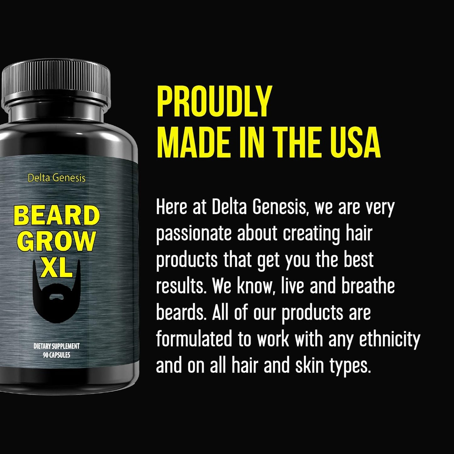 Beard Grow XL - Vegan Hair Growth Supplement for a Faster, Thicker, Fuller Beard - Enhances Your Grooming Kit