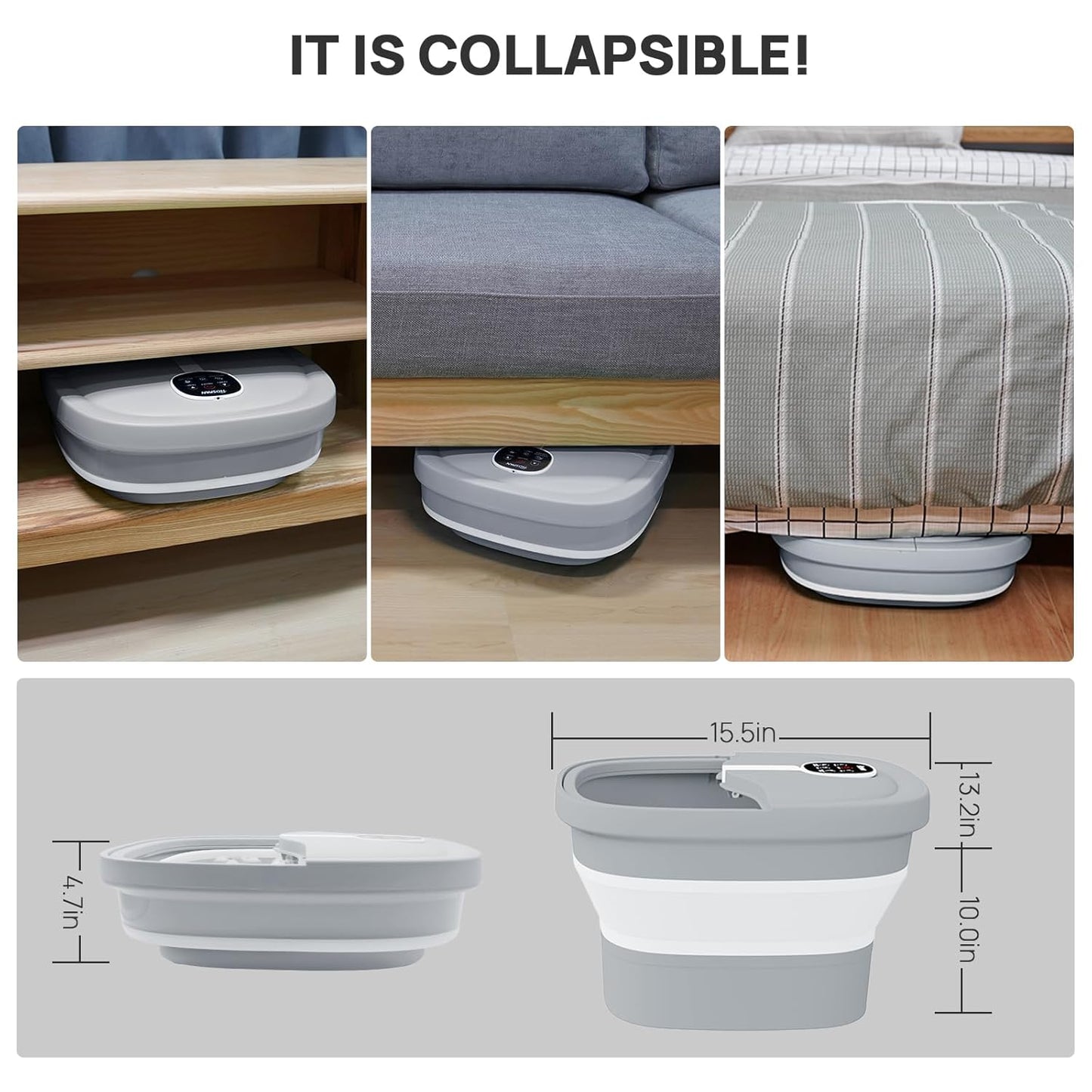 HOSPAN Collapsible Foot Spa Electric Rotary Massage, Foot Bath with Heat, Bubble, Remote, and 24 Motorized Shiatsu Massage Balls. Pedicure Foot Spa for Feet Stress Relief - FS02A