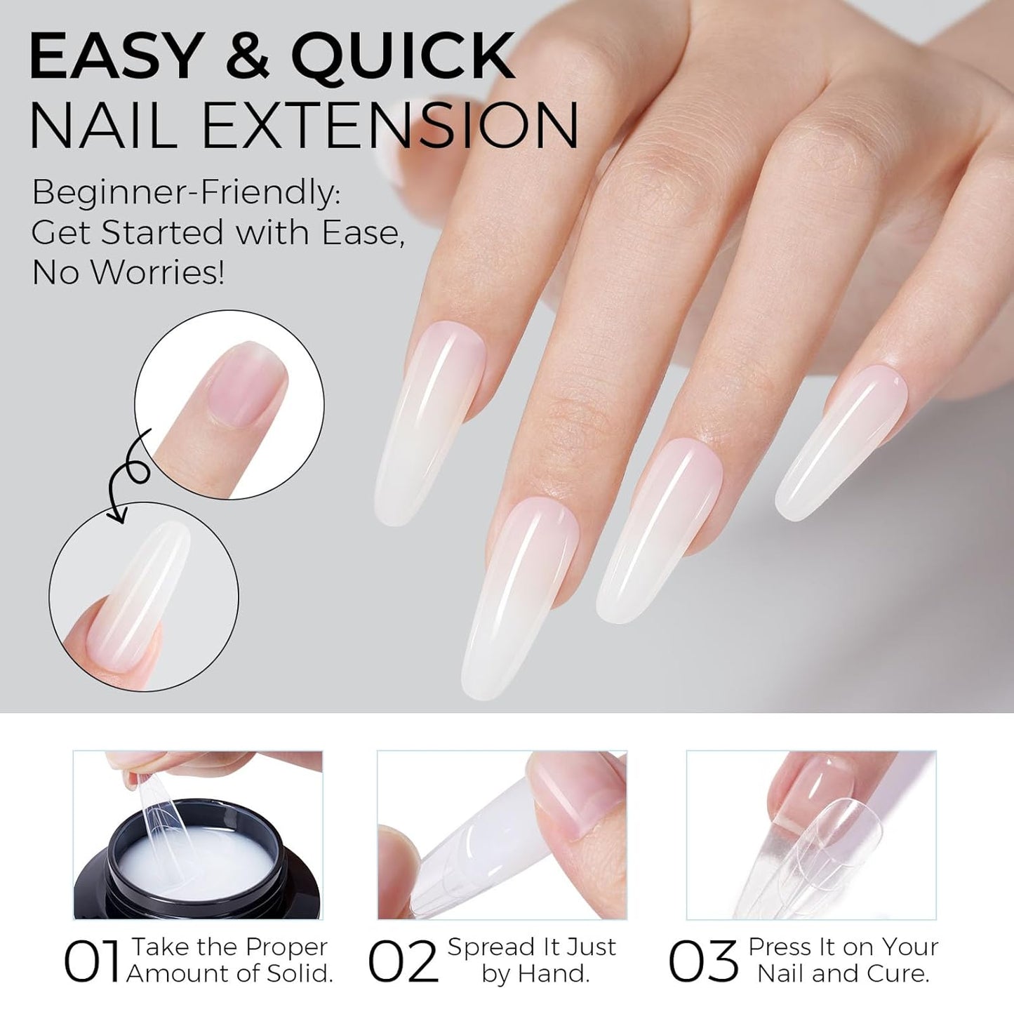 TOMICCA 3D Nail Gel Sculpting Gel for Nail Art 50g Gel Nail Art Non Sticky Hand Carving Gel UV LED Nail Extension Gel Solid Builder Gel for Nails White