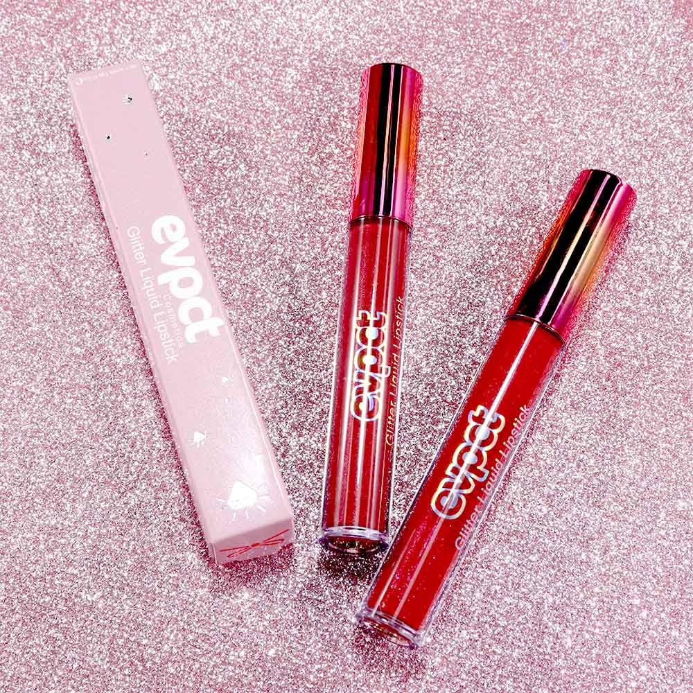 eevpct 2Pcs Mauve Red & Wine Red Matte to Glitter Liquid Lipstick Set Kit for Women Long Lasting Glossy Metallic Shimmer Sparkle Lipstick Lip Gloss 2+6