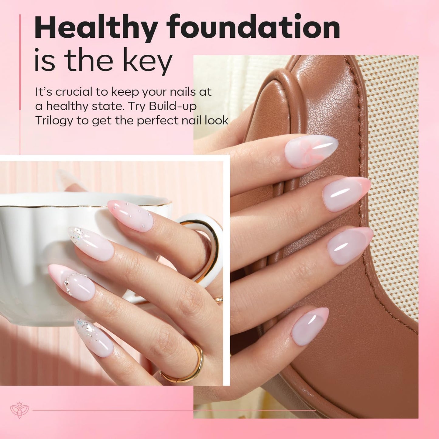 modelones Nail Dehydrator and Primer with Builder Nail Gel, 3Pcs Cover Nude Pink LED Gel Builder Polish Base Coat Prep Dehydrate & Bond Primer for Apex Building Thickening 10ml Home DIY Salon