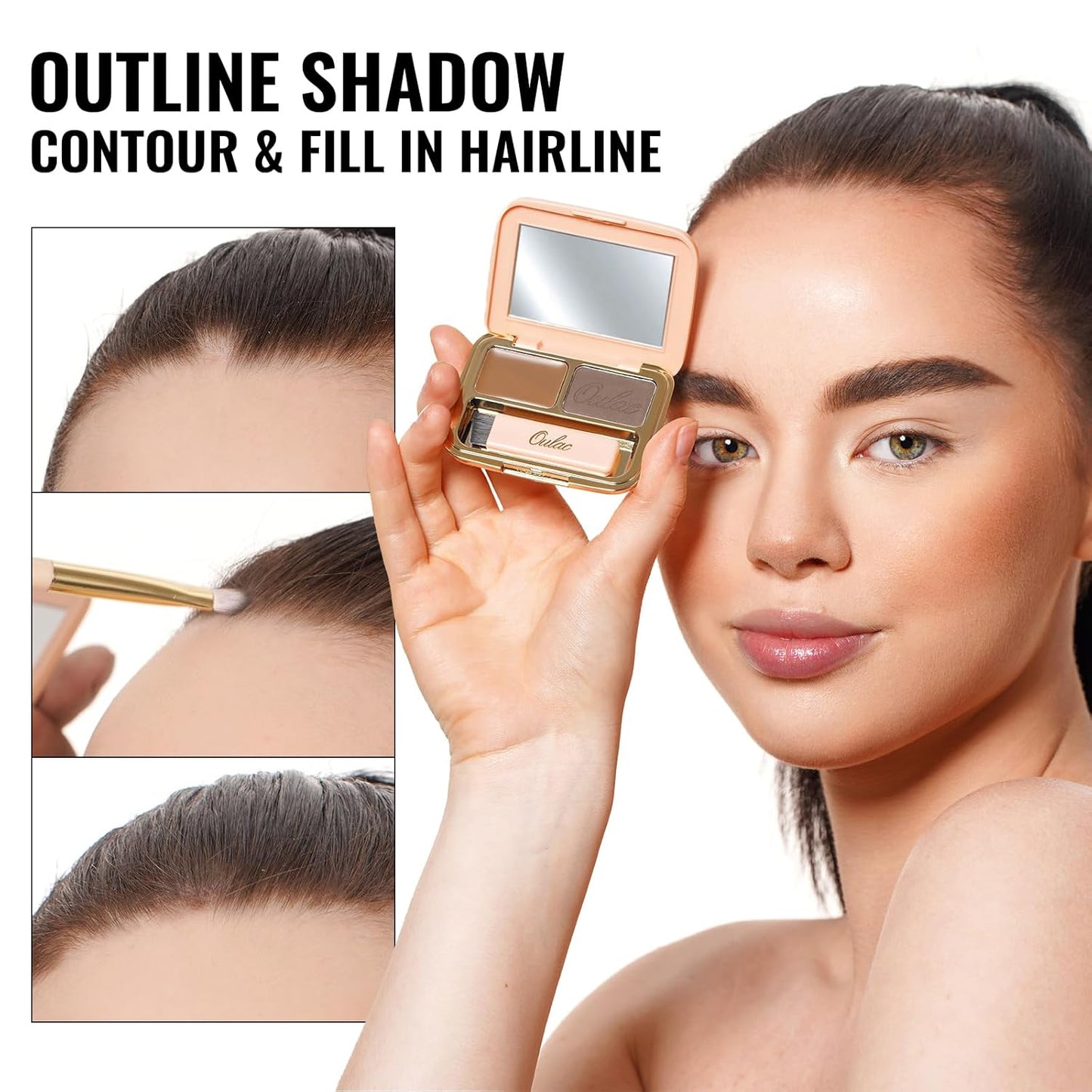 Oulac Waterproof Brown Eyebrow Powder Kit with Brow Brush 2 in1 Long Lasting Instant Eyebrow Pomade & Powder Natural Makeup for Sparse Brows 3.2 g/0.11 oz (Ginger)