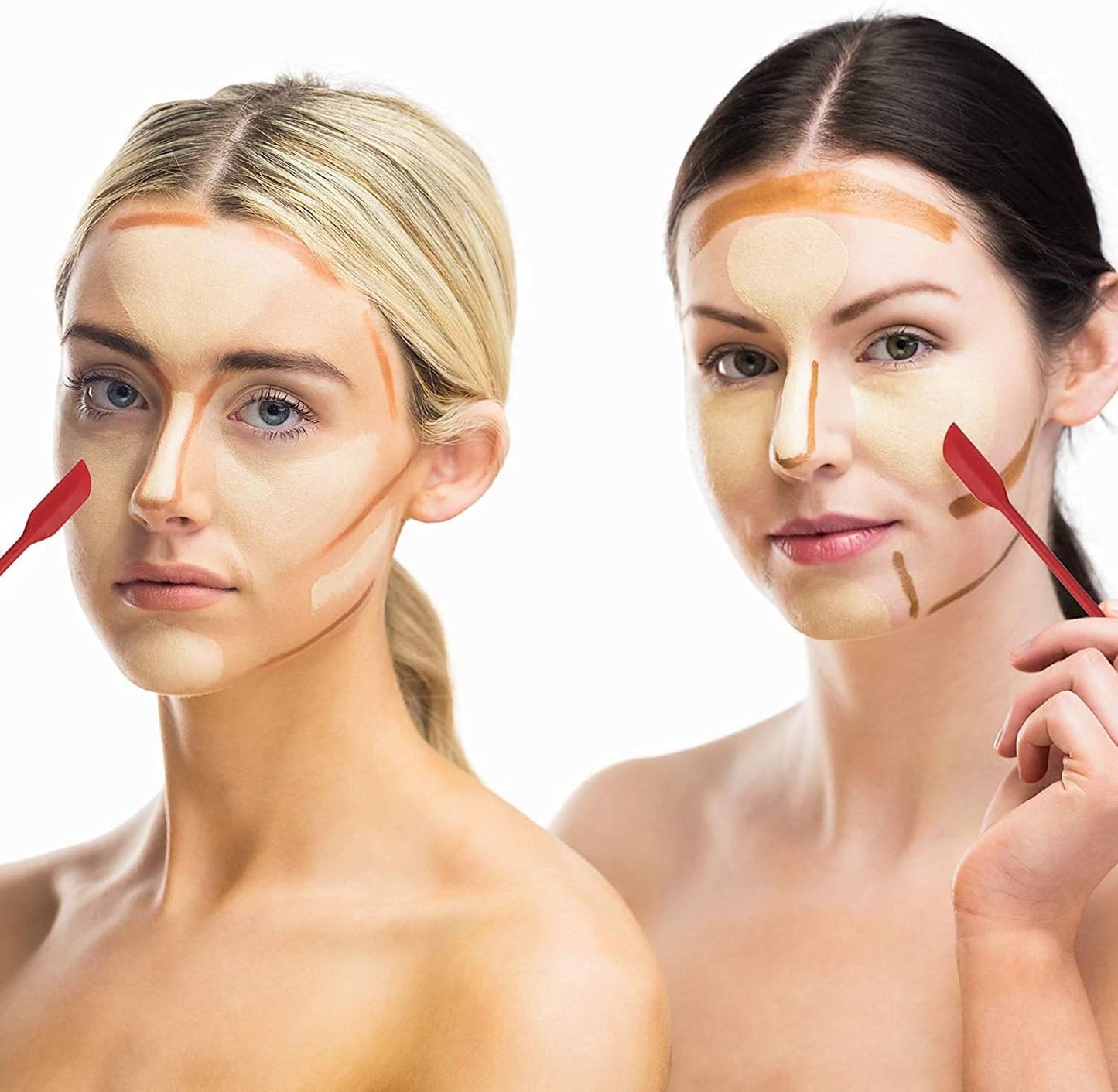 Mini Spatula Silicone Spatula Set - 4pcs Small Makeup Scrapers for Cosmetics, Reusable Beauty Tiny Tools, Thin Jar Scraper, Get the Last of the Makeup Out of the Bottle(Red)