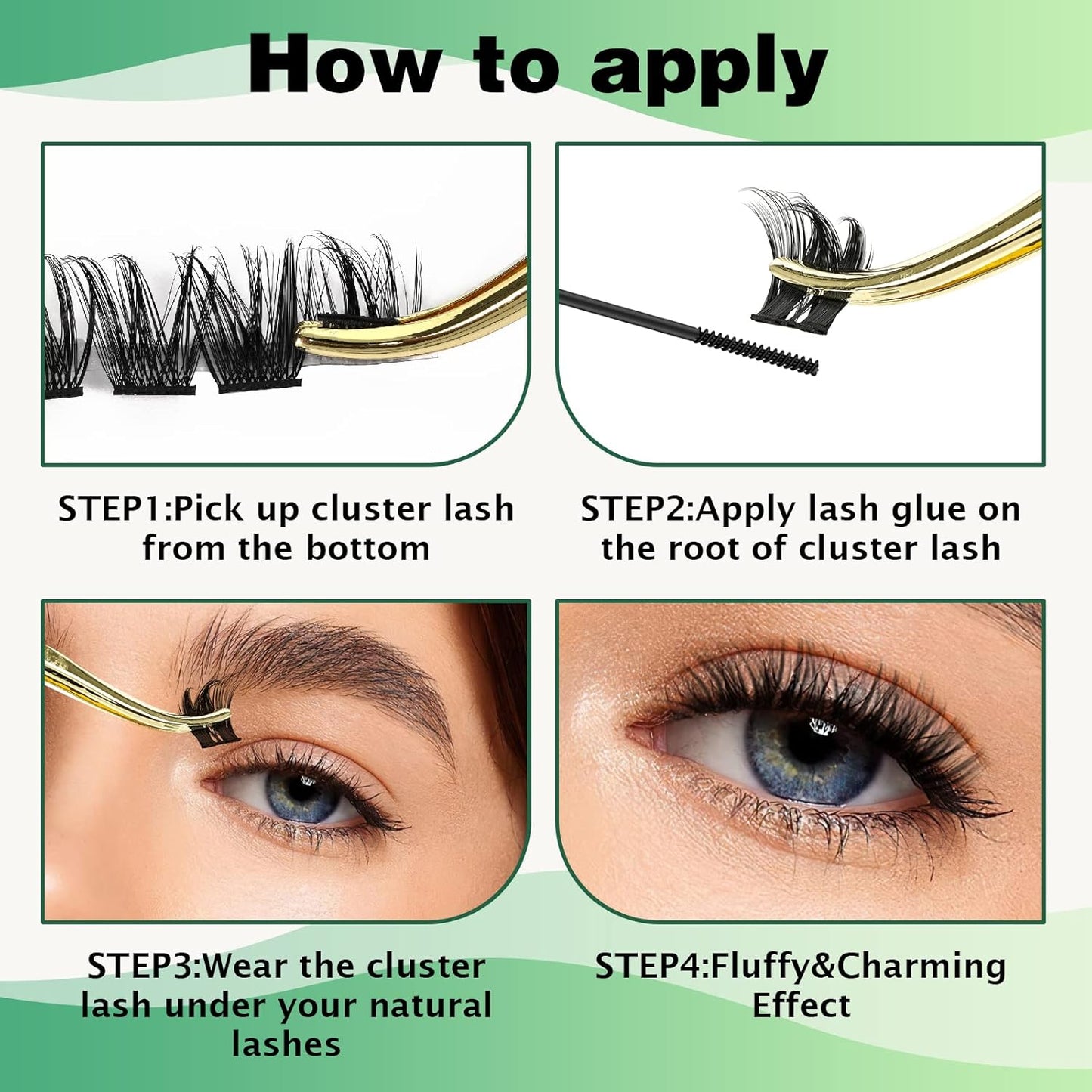 Lash Clusters,96 Pcs Cluster Lashes Y06 D Curl 12mm DIY Lash Extensions Eyelash Clusters,KEYYOU Volume Wispy Individual Lashes Soft&Comfortable Easy DIY at Home(Y06,D-12mm)