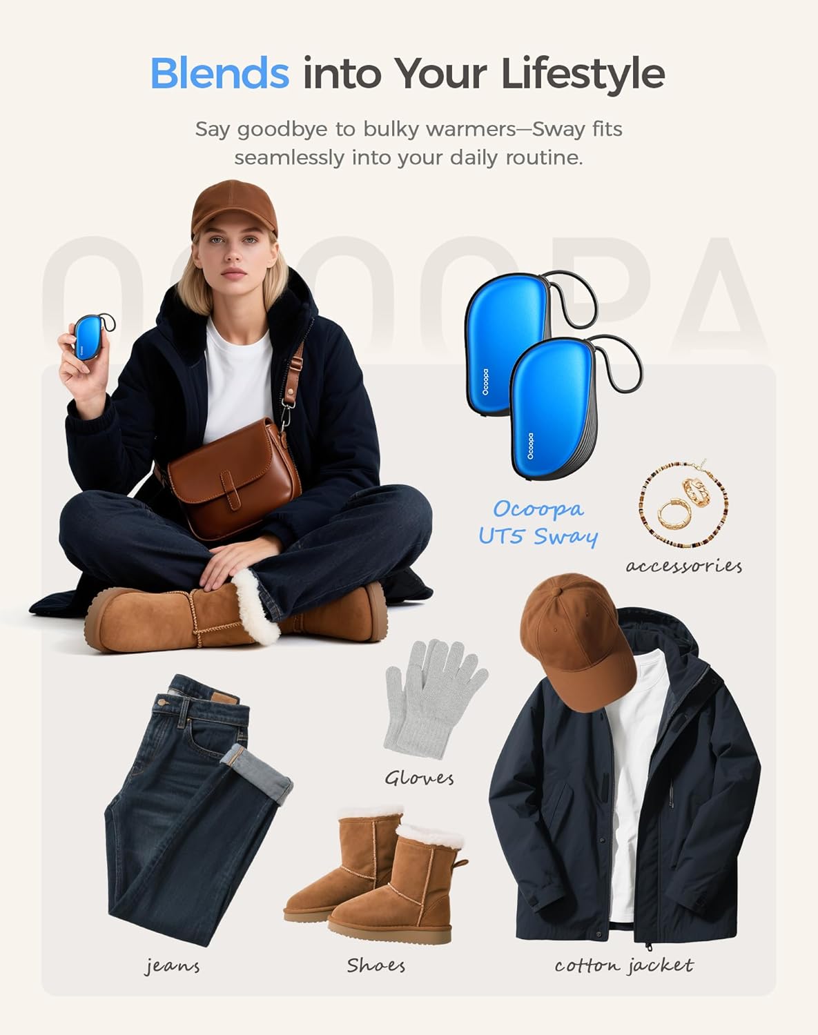 OCOOPA Hand Warmers Rechargeable 2 Pack, Ultra Slim Electric Hand Warmers, Portable Pocket Heater, Comb-Inspired, Fits in Gloves,UL Certified, Winter Essentials,UT5 Sway