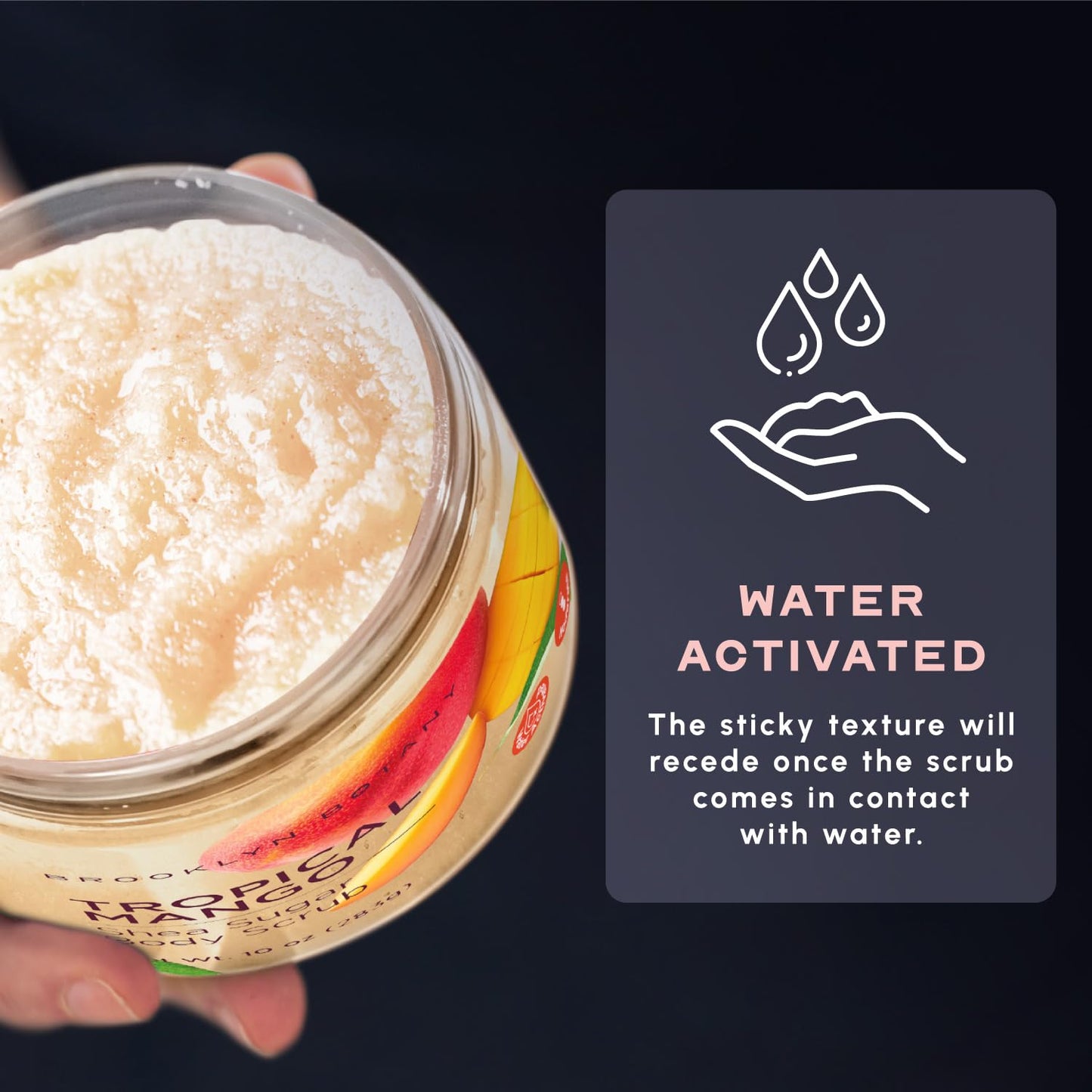 Brooklyn Botany Tropical Mango Shea Sugar Scrub for Body 10 oz – Deeply Hydrating and Gently Exfoliating Body Scrub for Women and Men - Made with Jojoba Beads