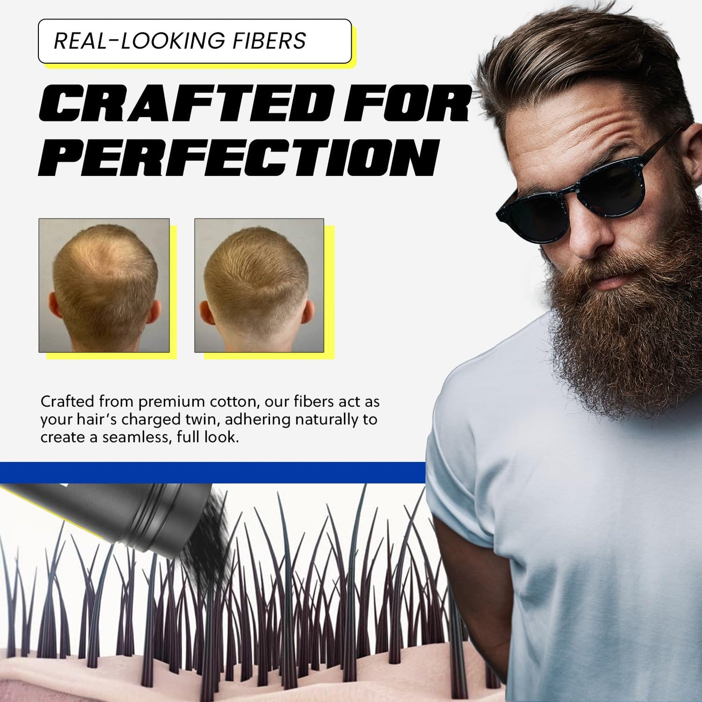 PrimeLook Hair Building Fibers, Luxurious Building Fibers for Thinning Hair, Superior Formula for Men & Women, Instant Volume, Matches Colors (27.5g, Grey)