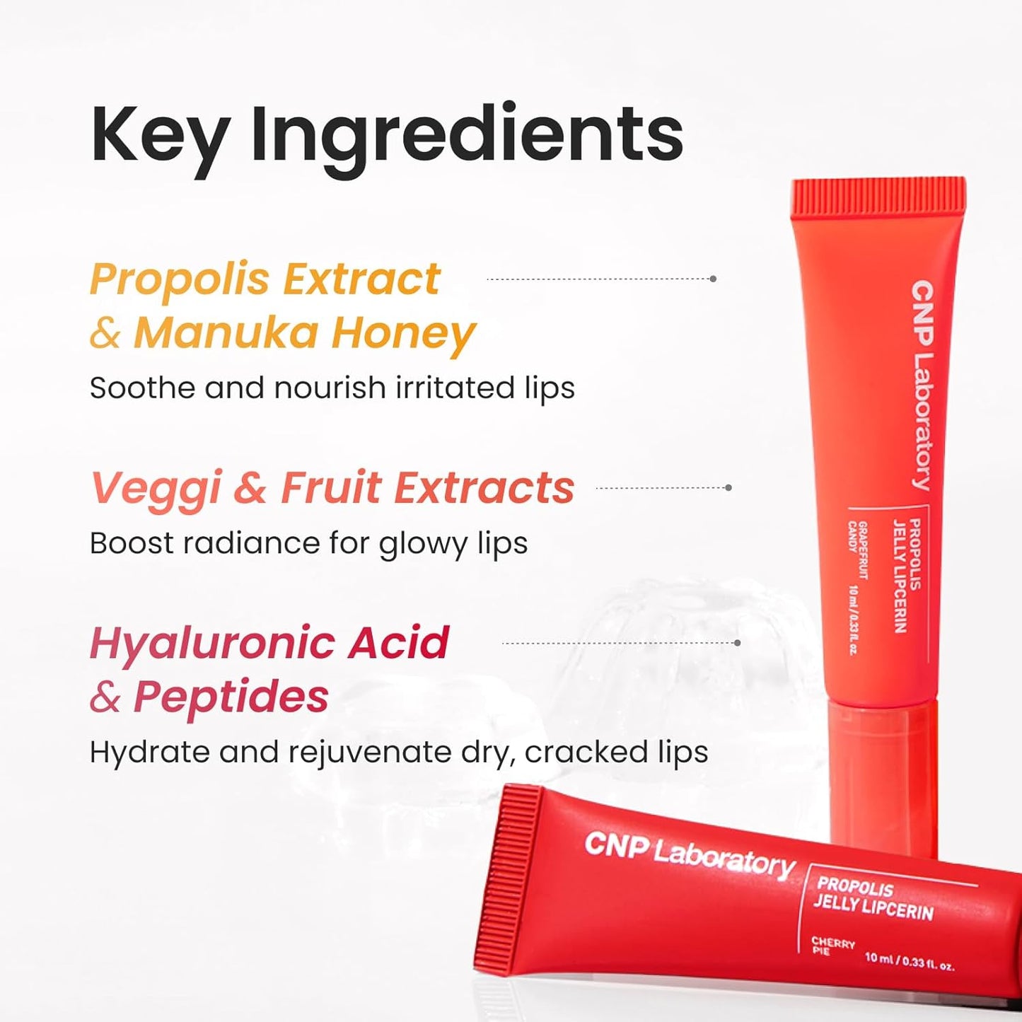 CNP Propolis Jelly Tinted Lipcerin™ - 04 Cherry Pie, Hydrating Lip Balm & Gloss with Manuka Honey + Hyaluronic Acid, Korean Skincare, 0.3 fl.oz.