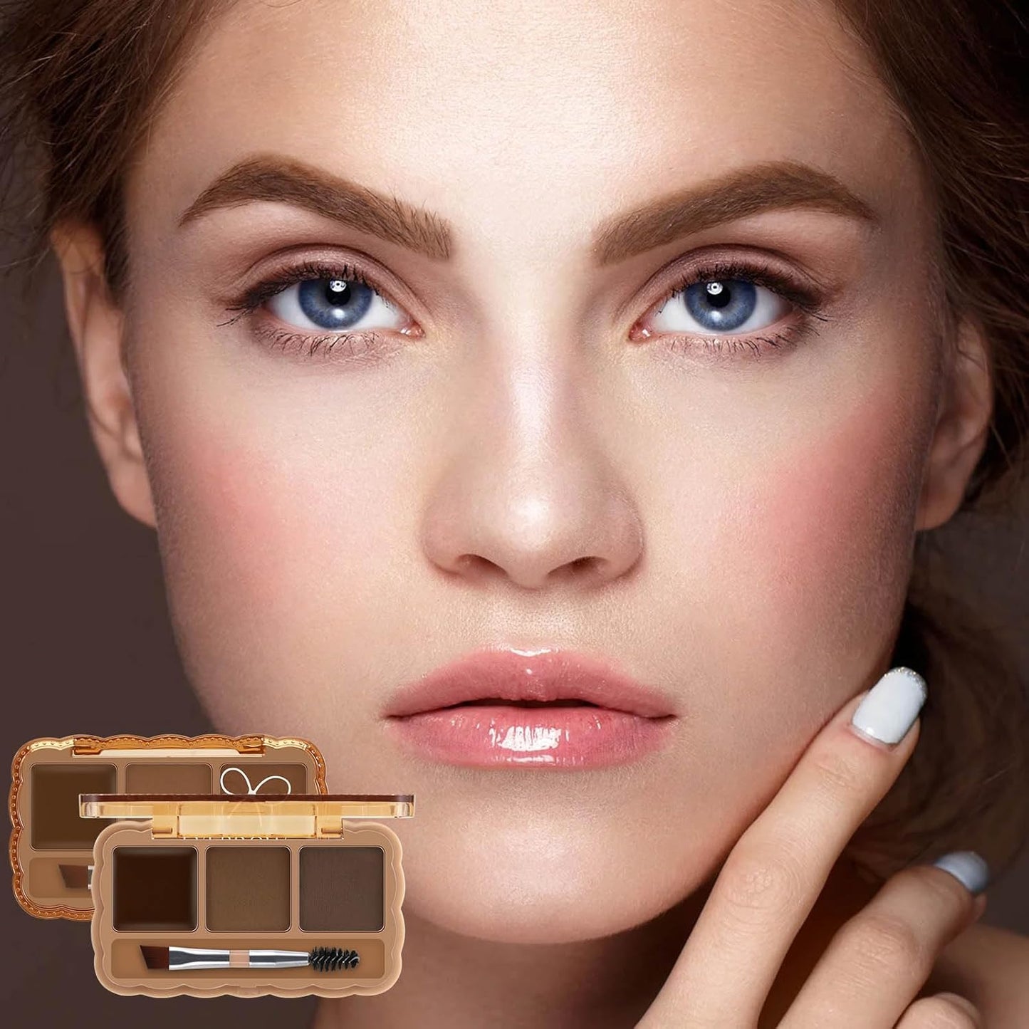 Boobeen Eyebrow Palette, 5 Colors Brow Powder Kit, Eye Brow Pomade with Double-ended Brush, Long-lasting Eye Makeup Kit, Sculpt & Define Eyebrows, for Beginners