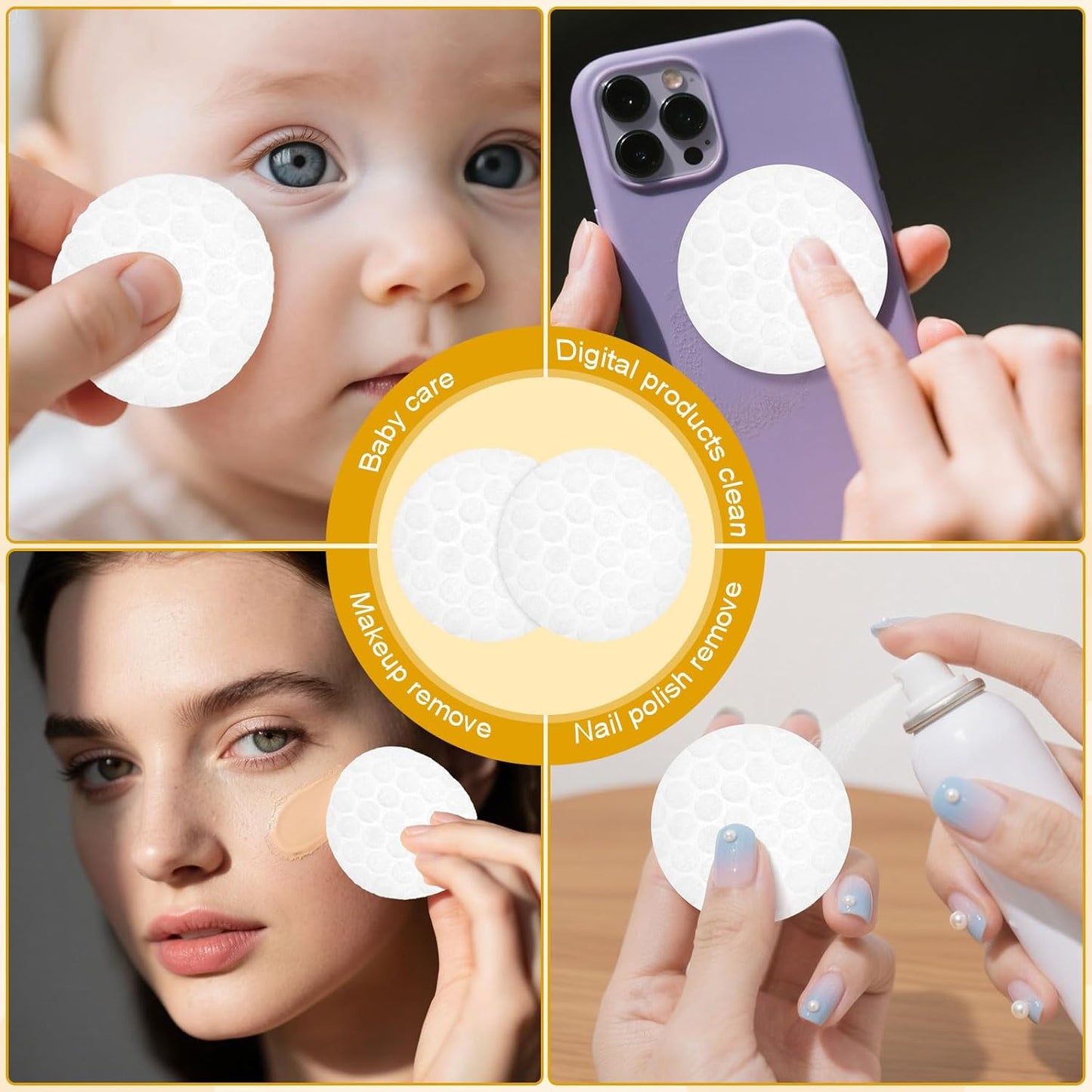 Hotel Vanity Kit Individually Wrapped Bulk Travel Cleaning Kit for Hotels Disposable Travel Size Hotel Hospitality Supplies Hygiene Kits for Homeless in Bulk Round Cotton (200)