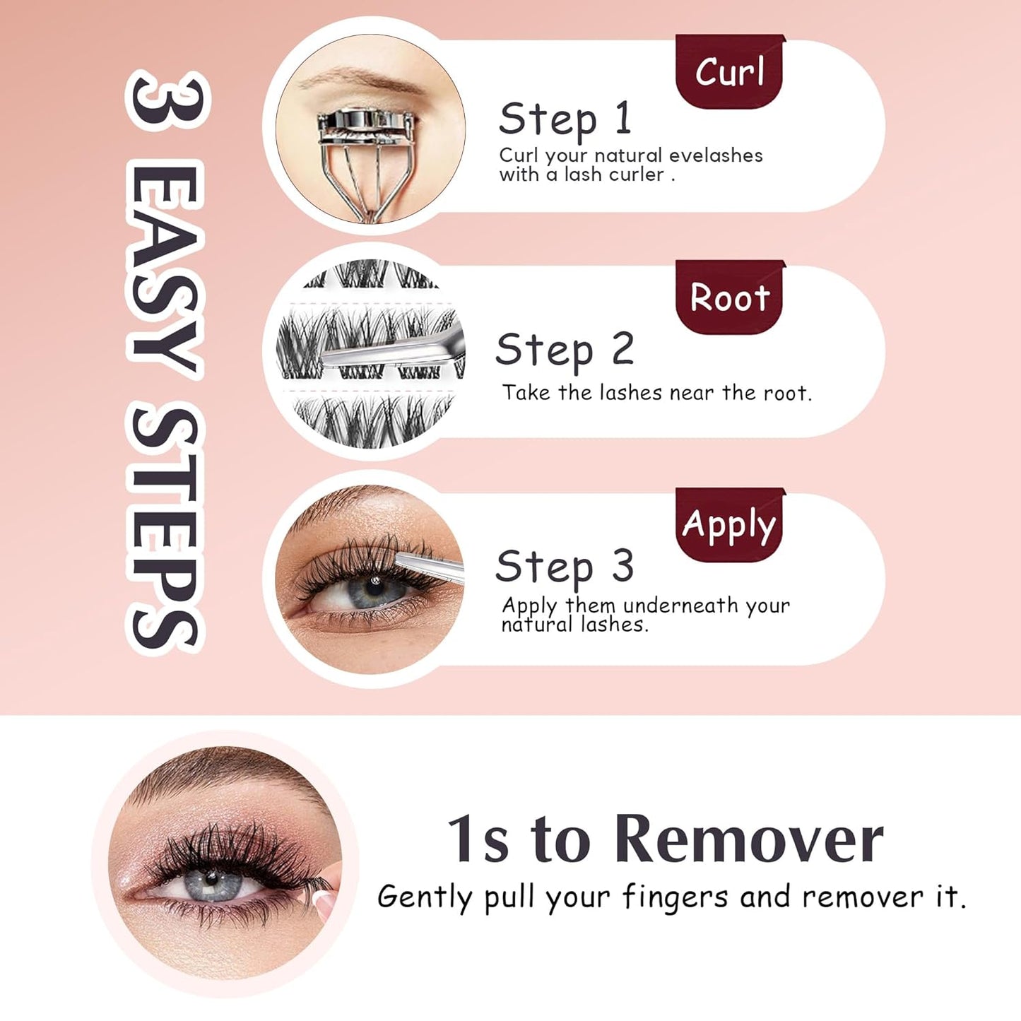 Self Adhesive Eyelashes, 112Pcs Clear Band Lash Clusters, Wipsy Pre-Glued Eyelash Clusters, No Glue Needed Press On Invisible Band Resuable Eyelashes(SC15)