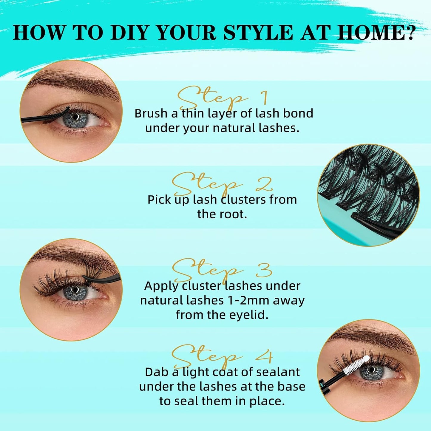 Lash Extension Kit 240Pcs 30D Individual Lashes Clusters Kit,Lash Bond And Seal for Eyelashes Extensions,Lash Applicator Tool For False Eyelash Cluster Kit(30D,D-Mix9-16mm)