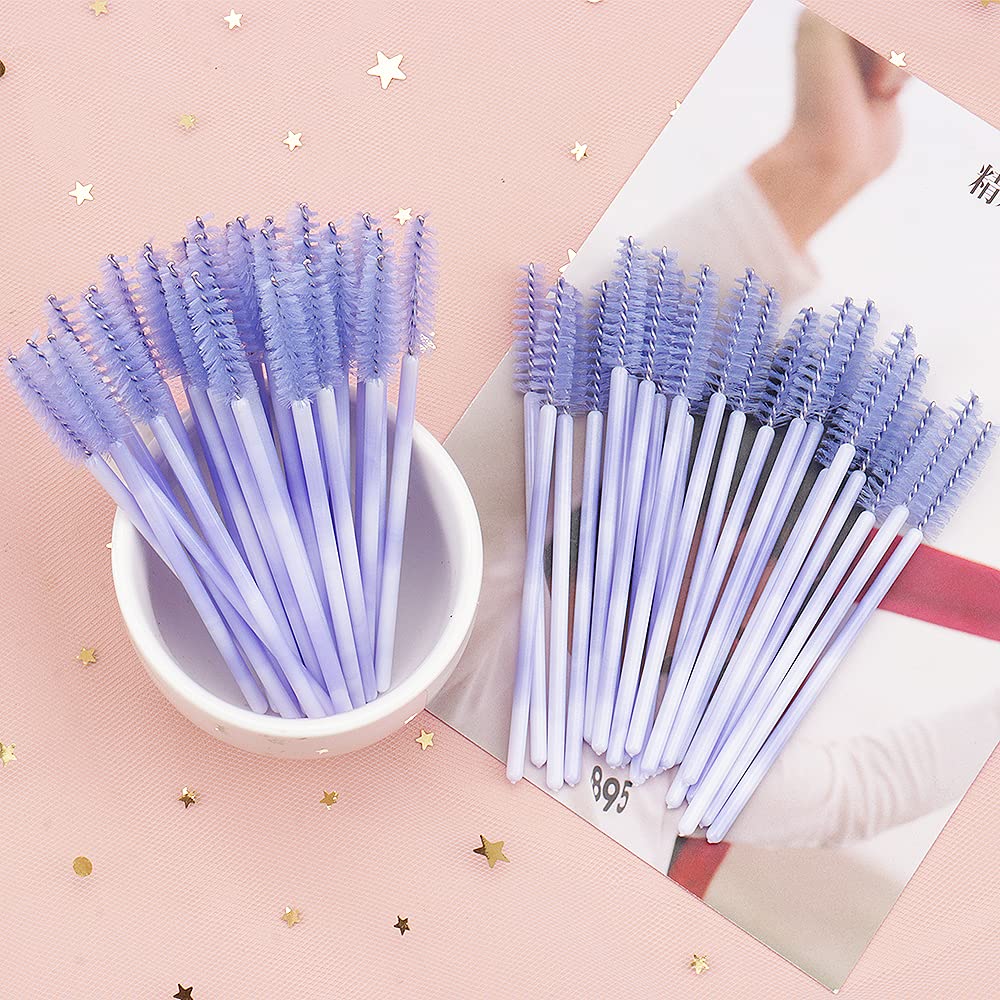 300 Disposable Mascara Wands Eyelash Brush Spoolies for Eye Lash Extension Eyelash Extension Supplies Makeup Tools Accessories (New Light Purple-300 pcs)