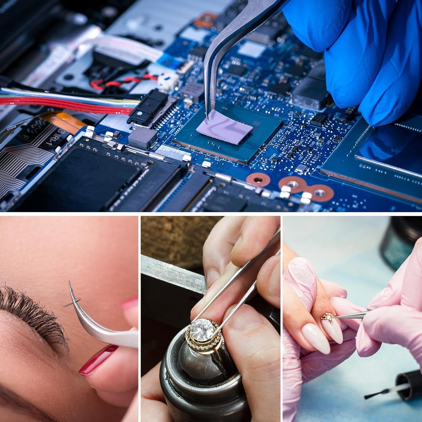 Precision Tweezer, Upgraded Professional Fine Tip curved, High-end Stainless Steel Tweezers for Craft, Electronics, Soldering, Eyelash Extensions, Laboratory Work, Jewelry-Making