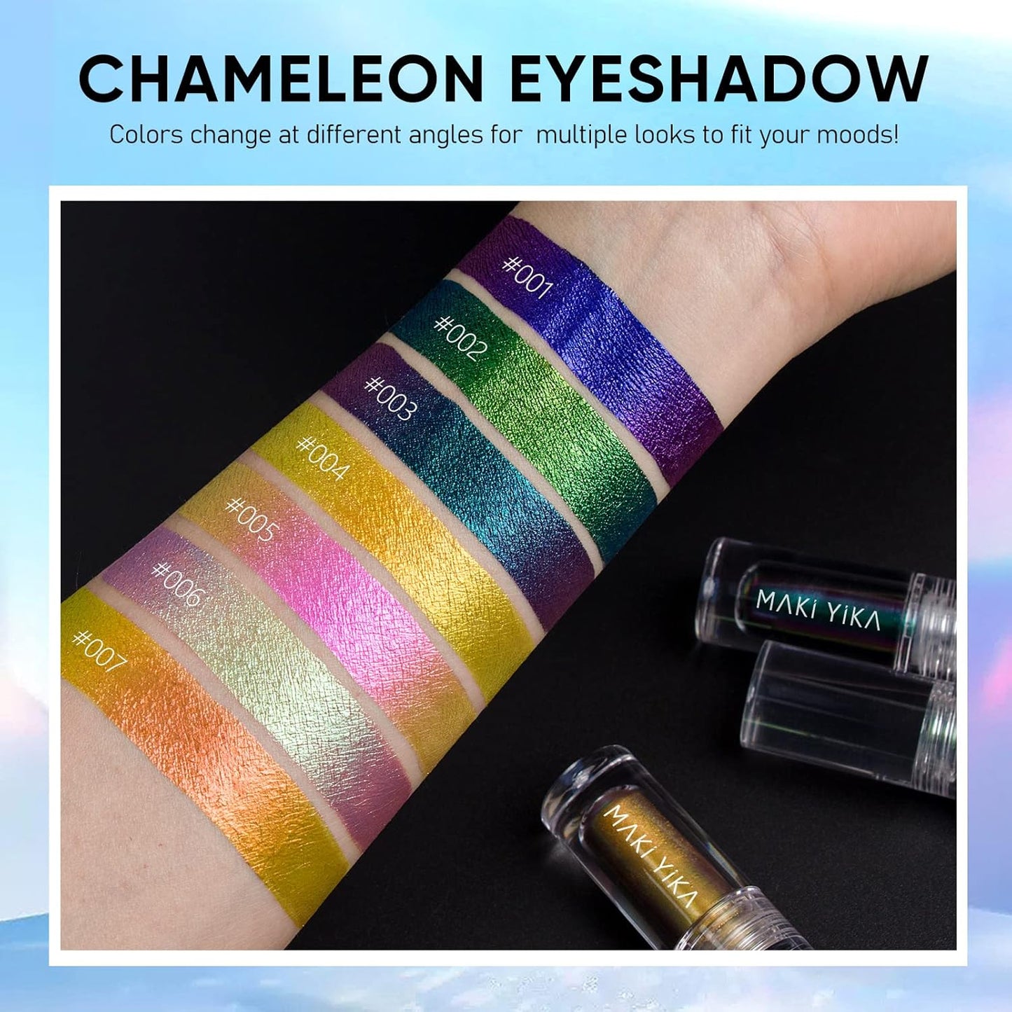 MAKI YIKA Glitter Eyeshadow Silver Multichrome Eyeshadows Long Lasting, Metallic Chameleon Eye Shadow Smudgeproof Holographic Eye Topper Glitters (#8 Dream)