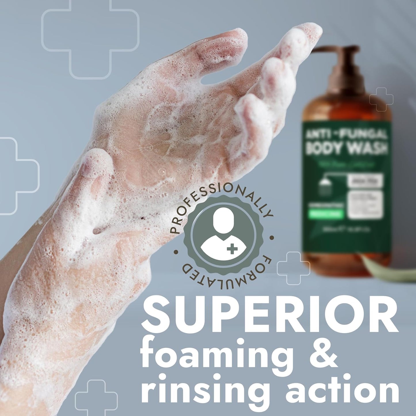 Terramed Just Think Comfort Antifungal & Antibacterial Soap & Body Wash with Tea Tree Oil | Treats Ringworm, Back Acne, Eczema & Jock Itch | Antibacterial Body Soap For Men And Women (16.9 oz)